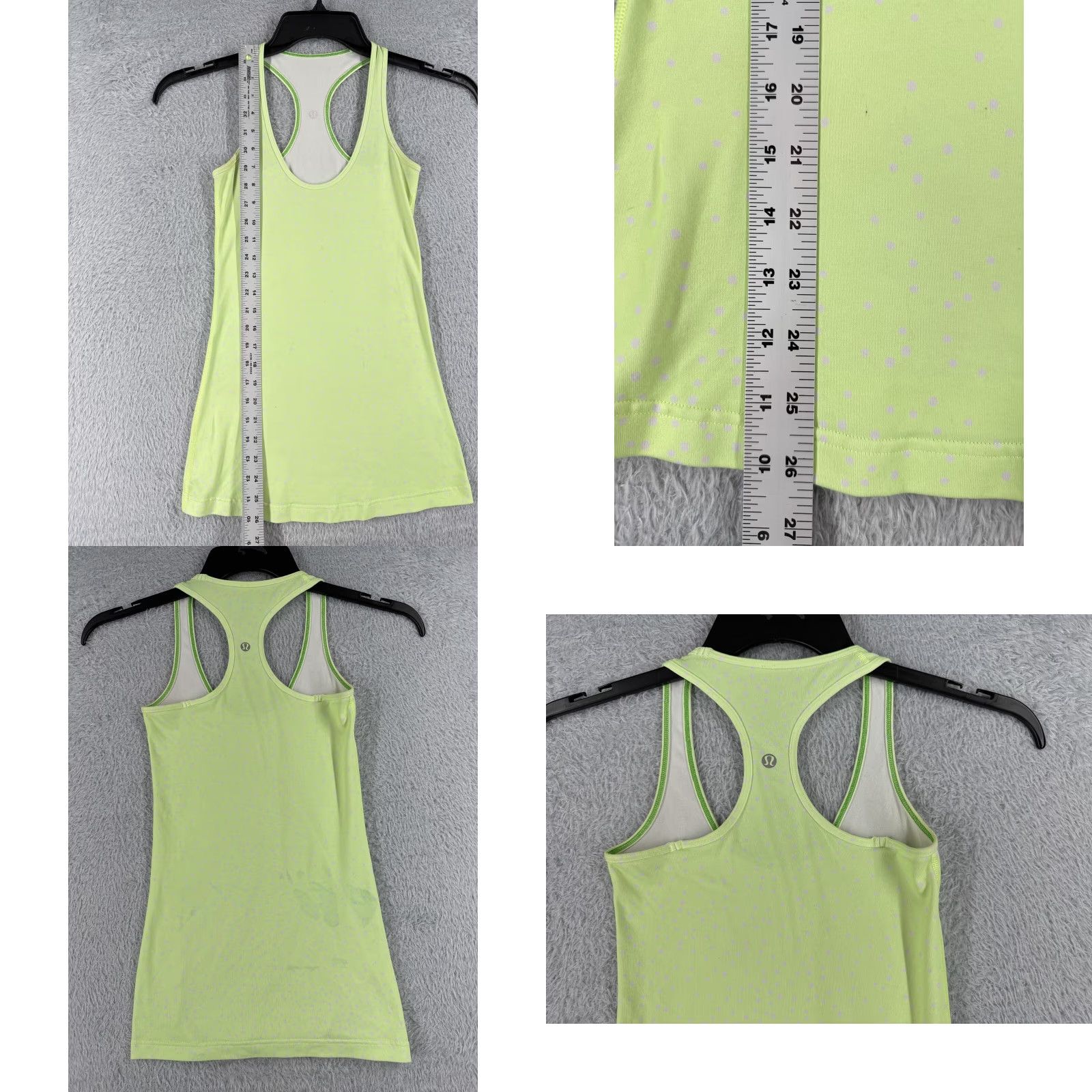 Lululemon Lululemon Shirt Women Green Polka Dot Racerback Light Luon Gym Yoga Sleeveless Tank Adult Small (Size 2) Paperless?? Size XS / US 0-2 / IT 36-38 - 8 Thumbnail