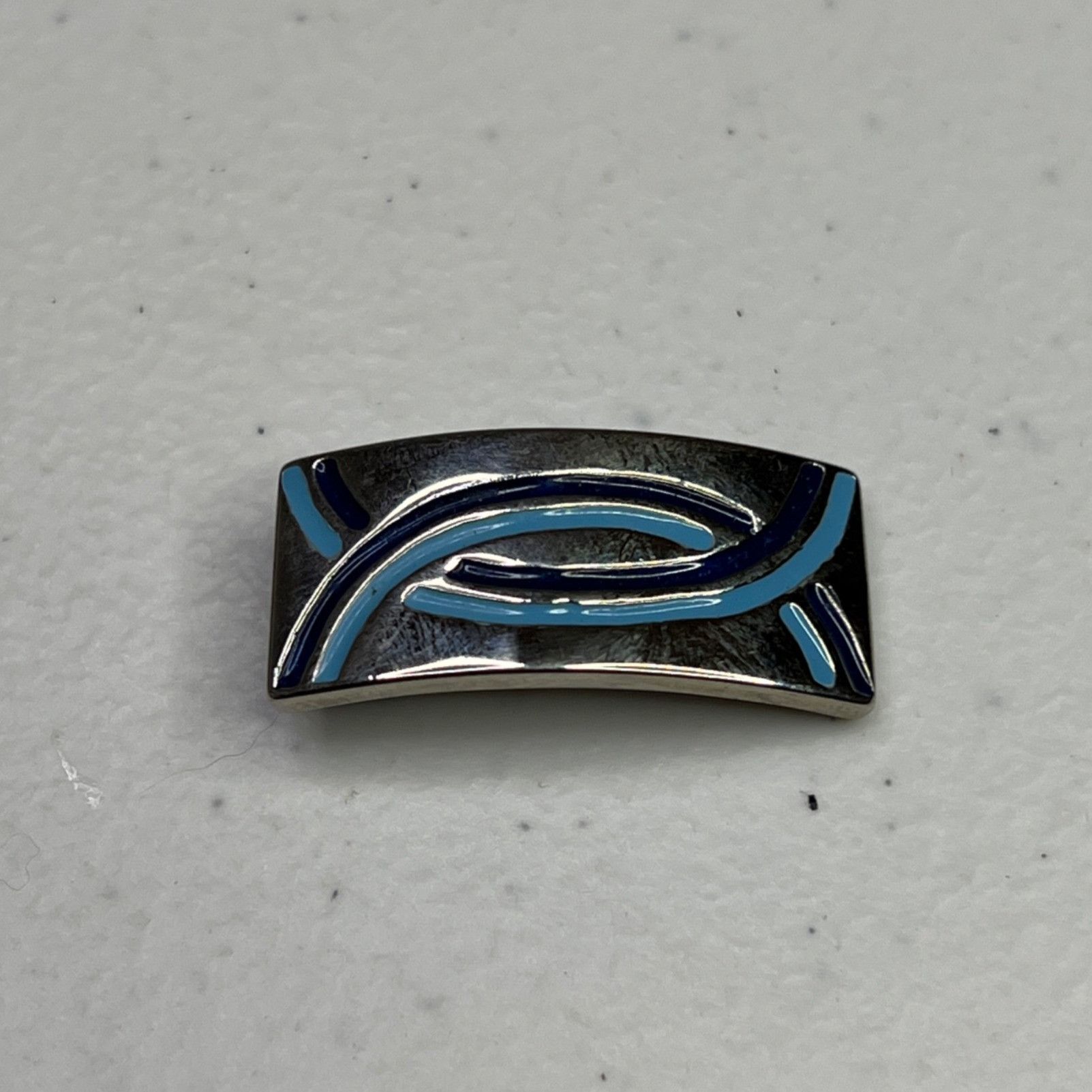 Designer Silver-Tone Abstract Pendant With Blue Enamel Design Size ONE SIZE - 9 Thumbnail