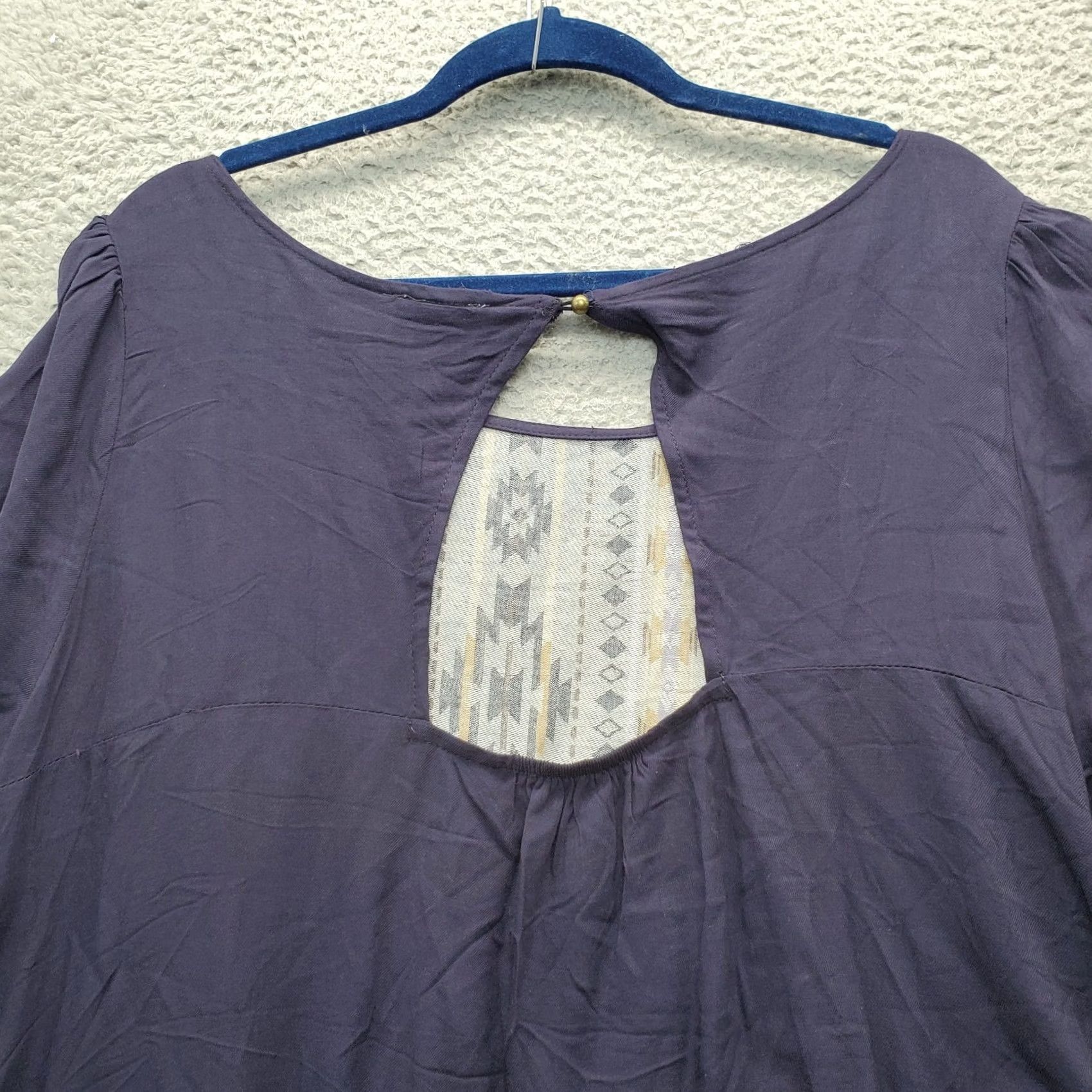 Vintage Hayden Womens 1XL Navy A-Line Dress Round Neck Long Balloon Sleeve Pocketless Knee Length NWT 100% Rayon Size XL / US 12-14 / IT 48-50 - 8 Thumbnail
