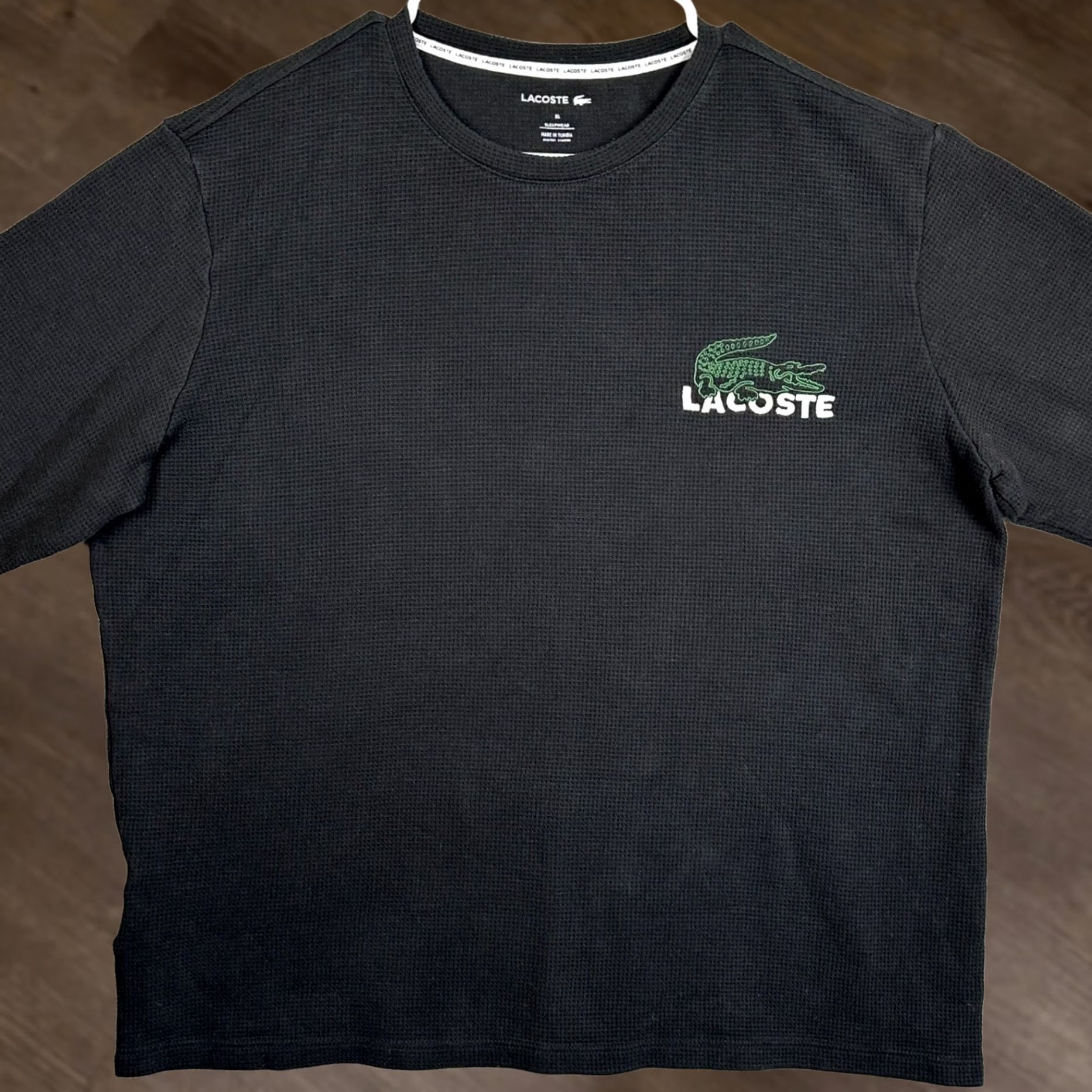 Lacoste Lacoste Shirt Mens XL Black Thermal Sleepwear Top Logo Long Sleeve Knit Size US XL / EU 56 / 4 - 1 Thumbnail