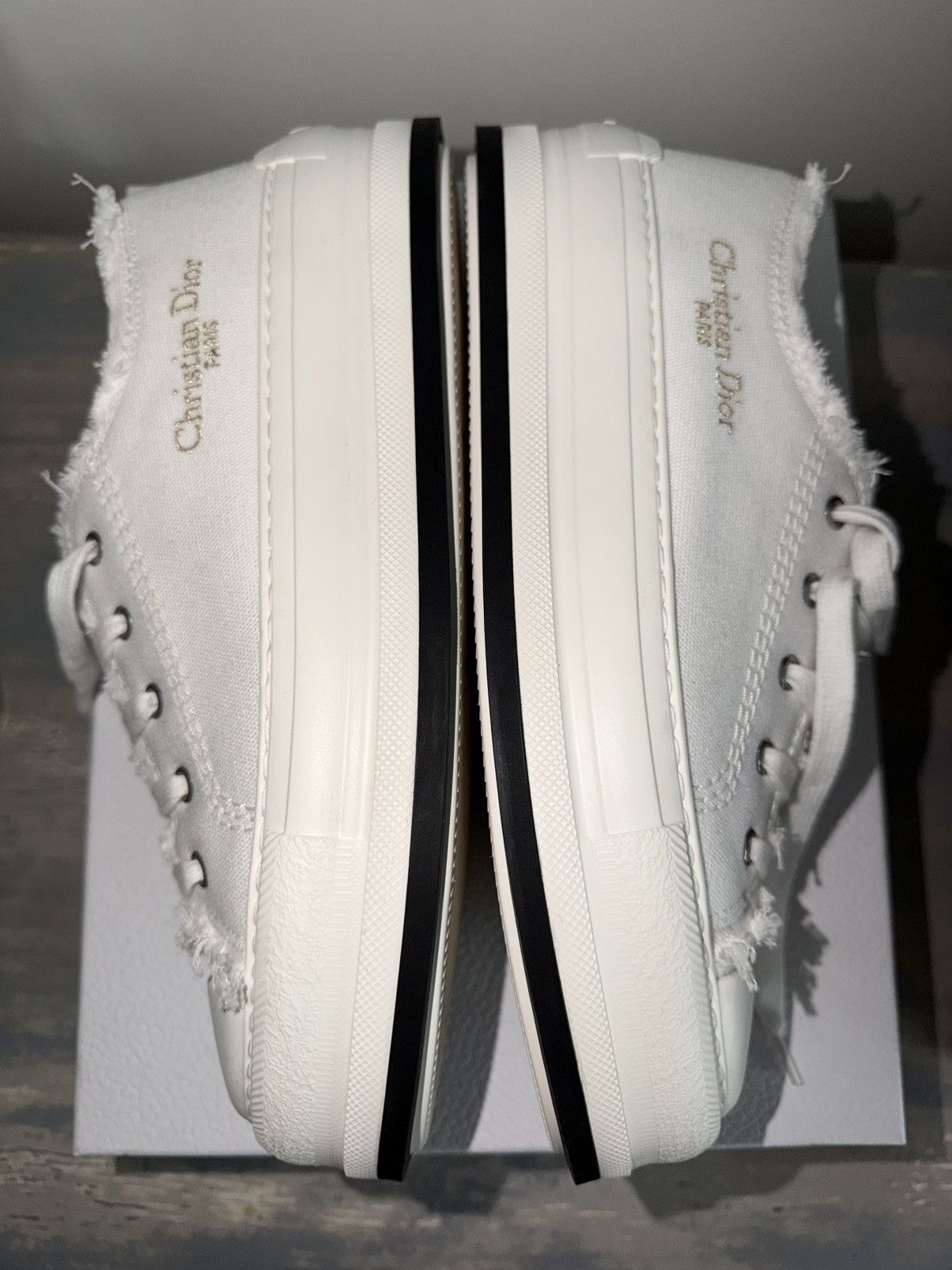 Dior WALK’N’DIOR PLATFORM SNEAKERS WHITE BLACK EMBROIDERED CANVAS Size US 10 / IT 40 - 7 Thumbnail