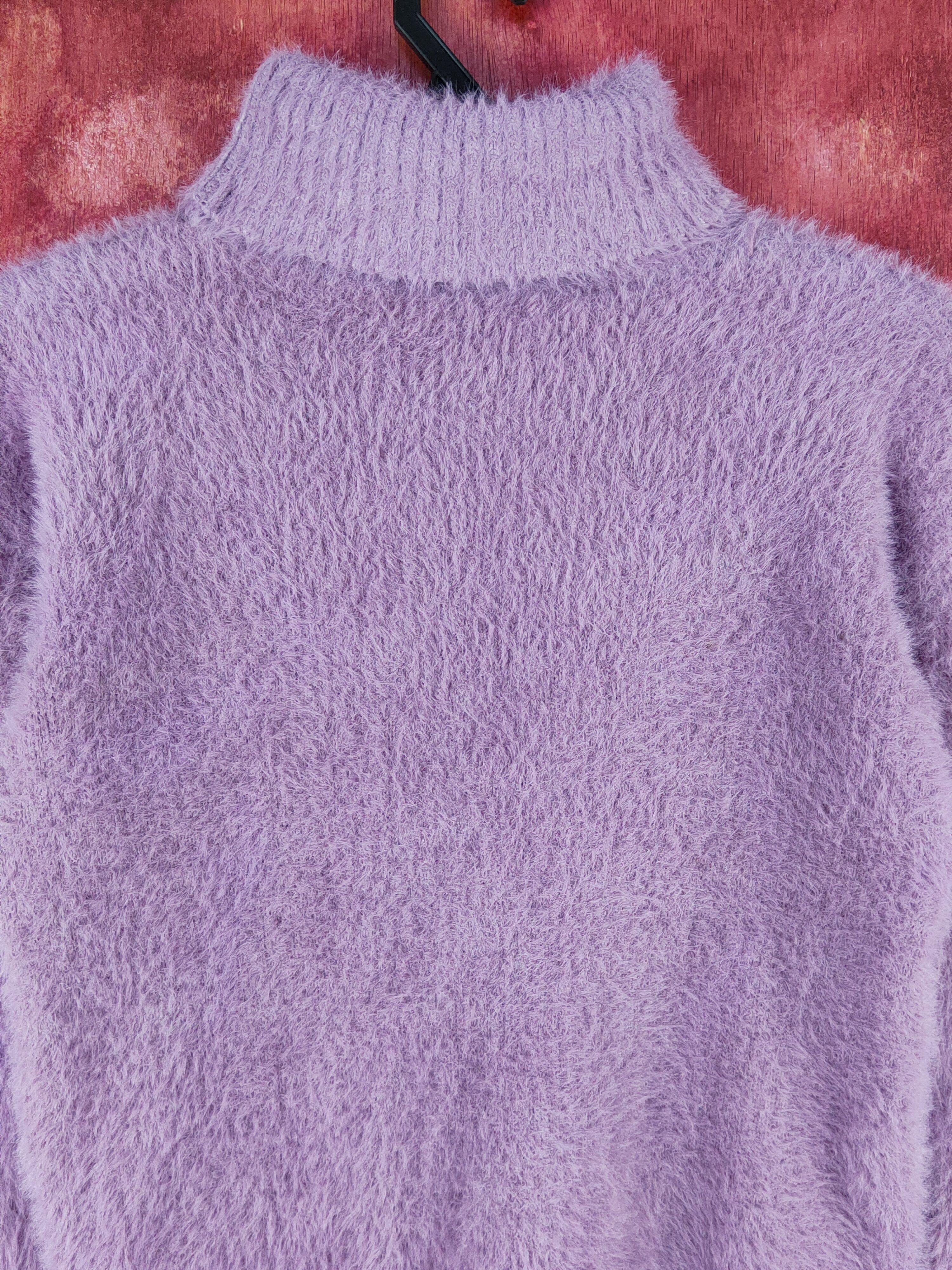 Homespun Knitwear Japanese Brand Purple Shag Shaggy Fur Mohair Knitwear #S2096 Size XS / US 0-2 / IT 36-38 - 2 Thumbnail