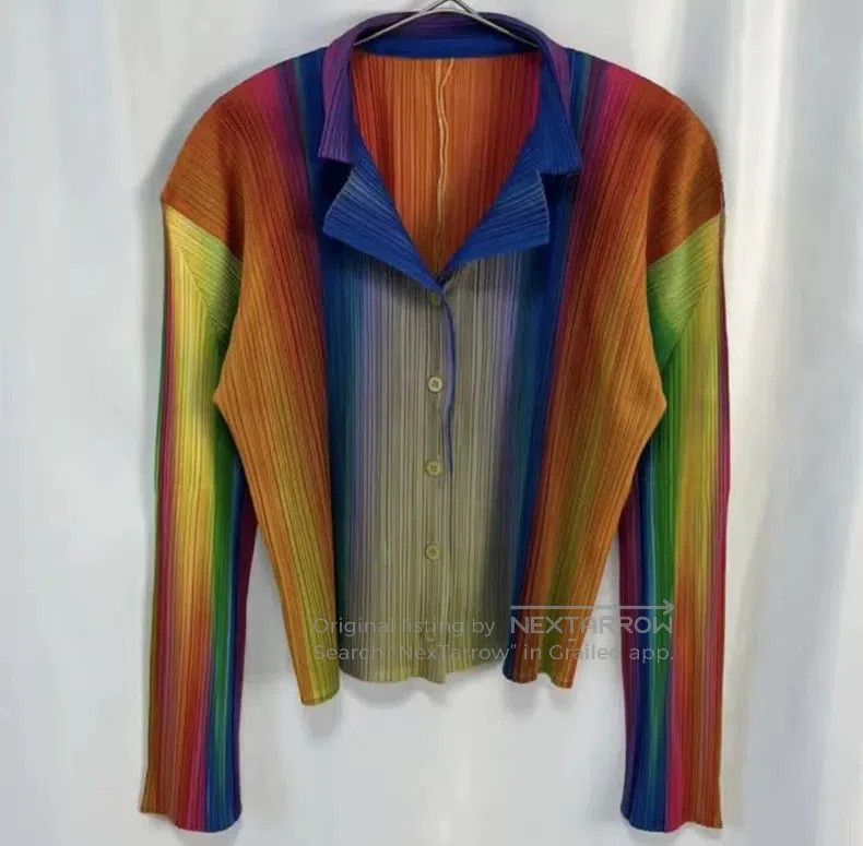 Issey Miyake Issey Miyake Aurora Rainbow Button Long Sleeve Shirt Size L / US 10 / IT 46 - 2 Thumbnail