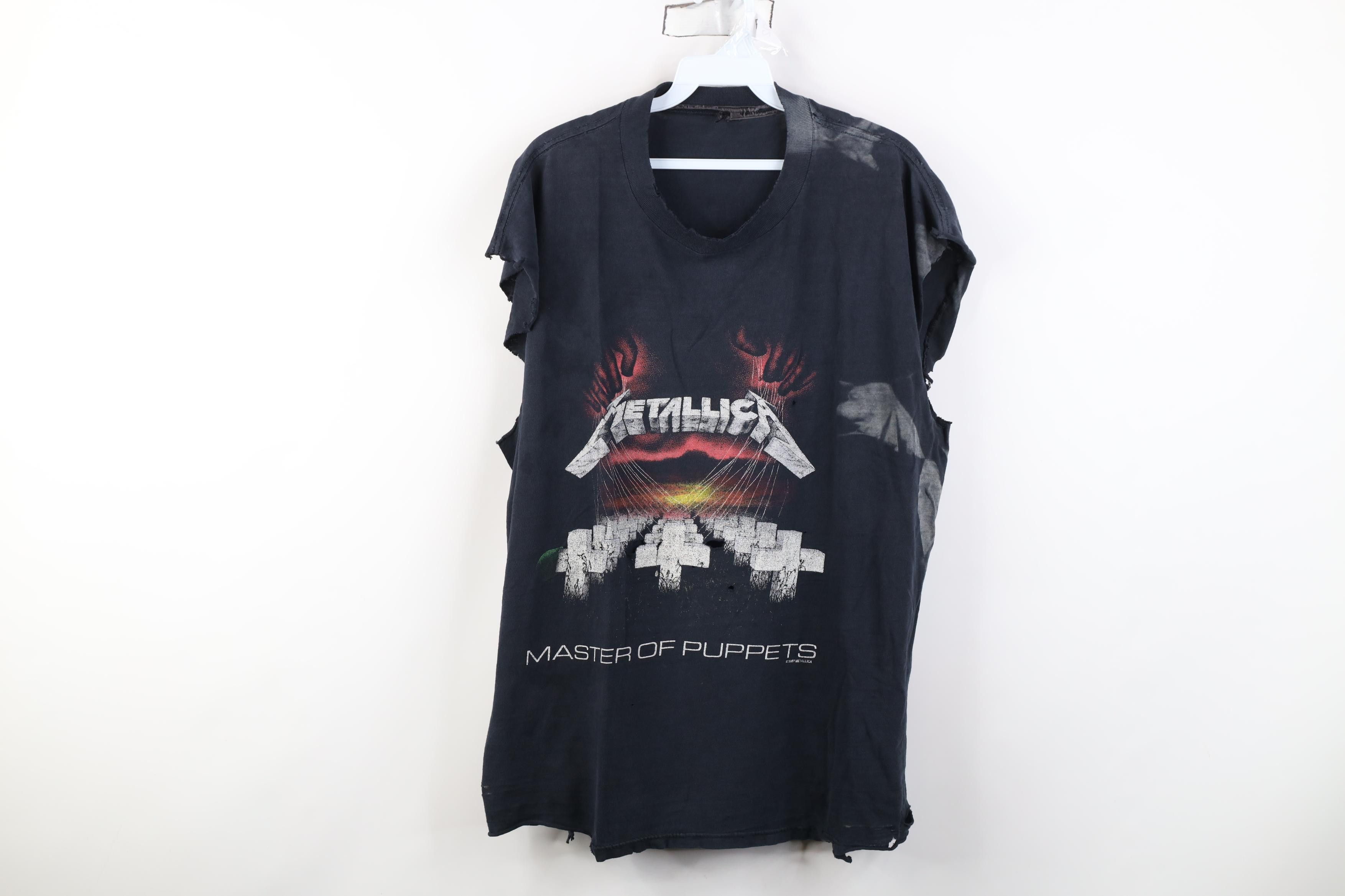 Vintage 80s 1987 Master Of Puppets Band Cut Off T-Shirt