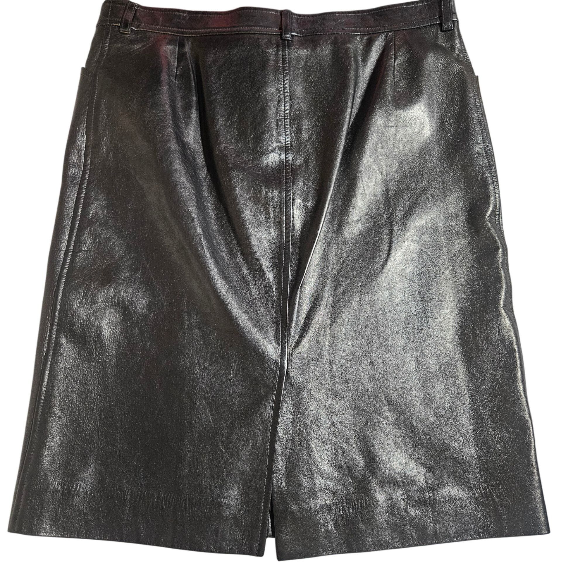 Ralph Lauren Ralph Lauren Women Blk Lambskin Leather Skirt 14 mob wife ae Size 36" / US 14 / IT 50 - 8 Thumbnail