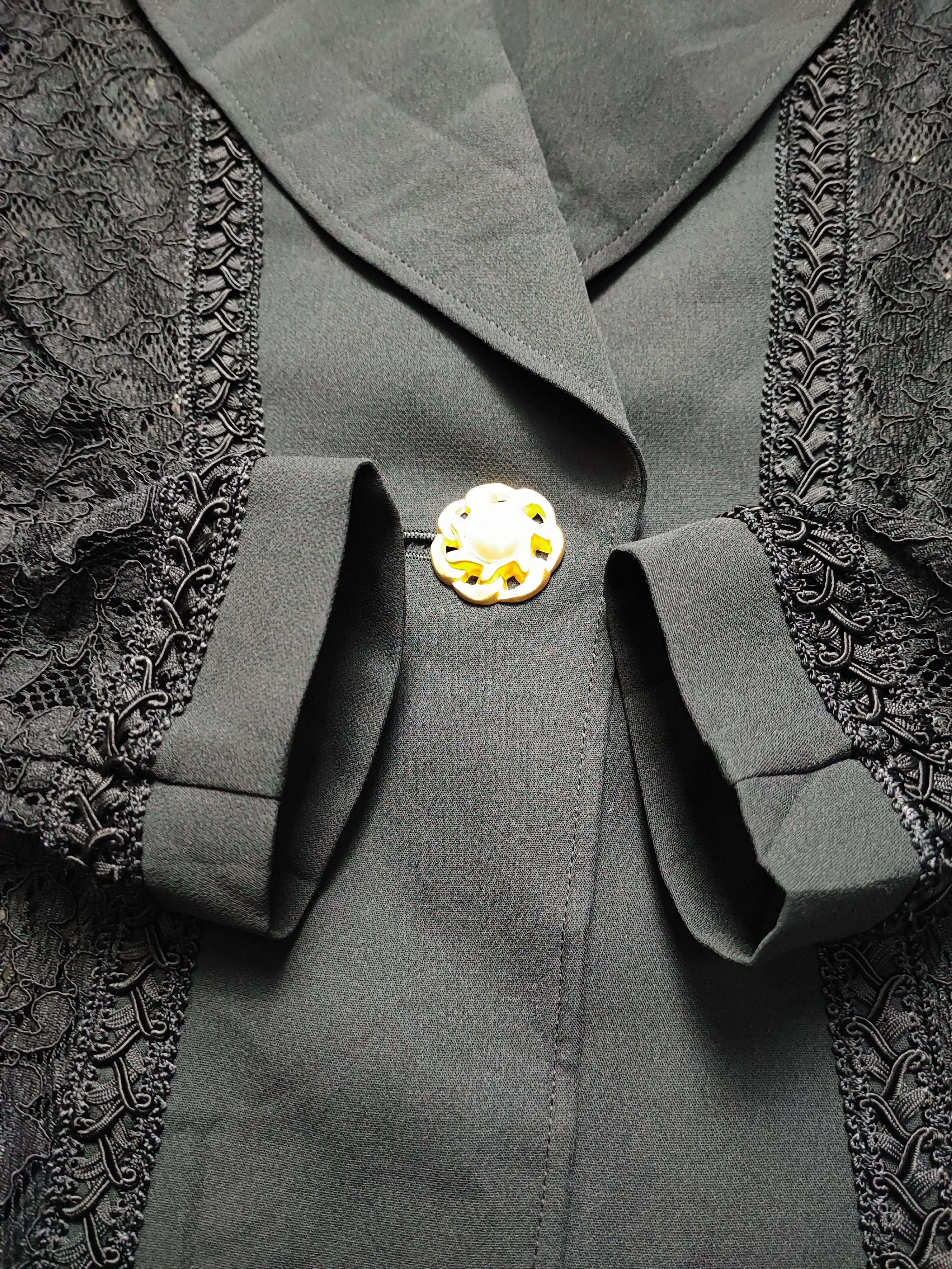 Japanese Brand Vintage Andro Gyne Black Net Blouse Size S / US 4 / IT 40 - 8 Thumbnail