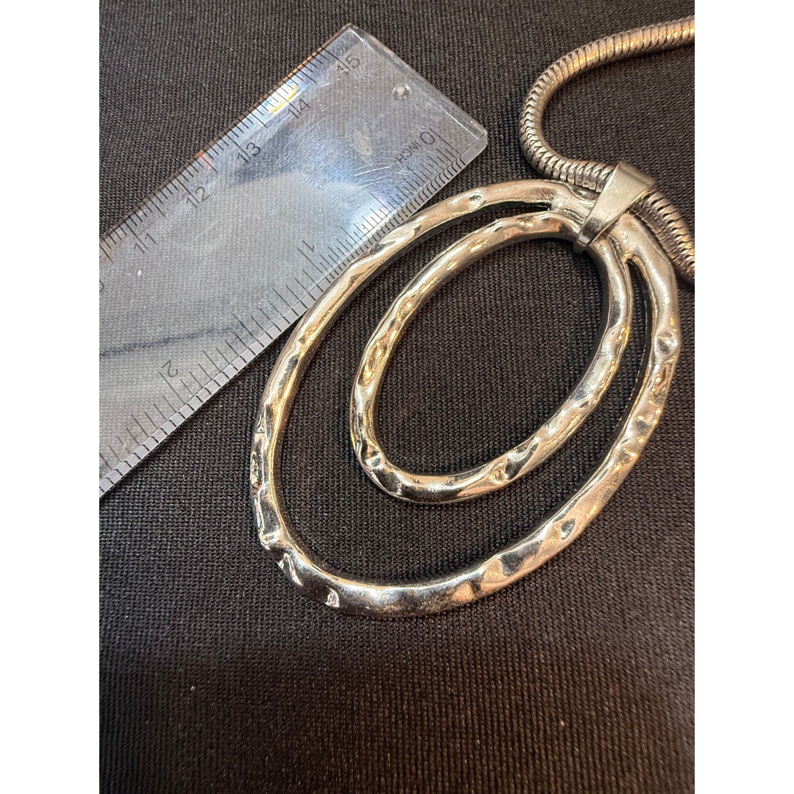 Other Macy’s Silver Tone Double Oval Pendant Snake Chain Necklace Size ONE SIZE - 3 Thumbnail