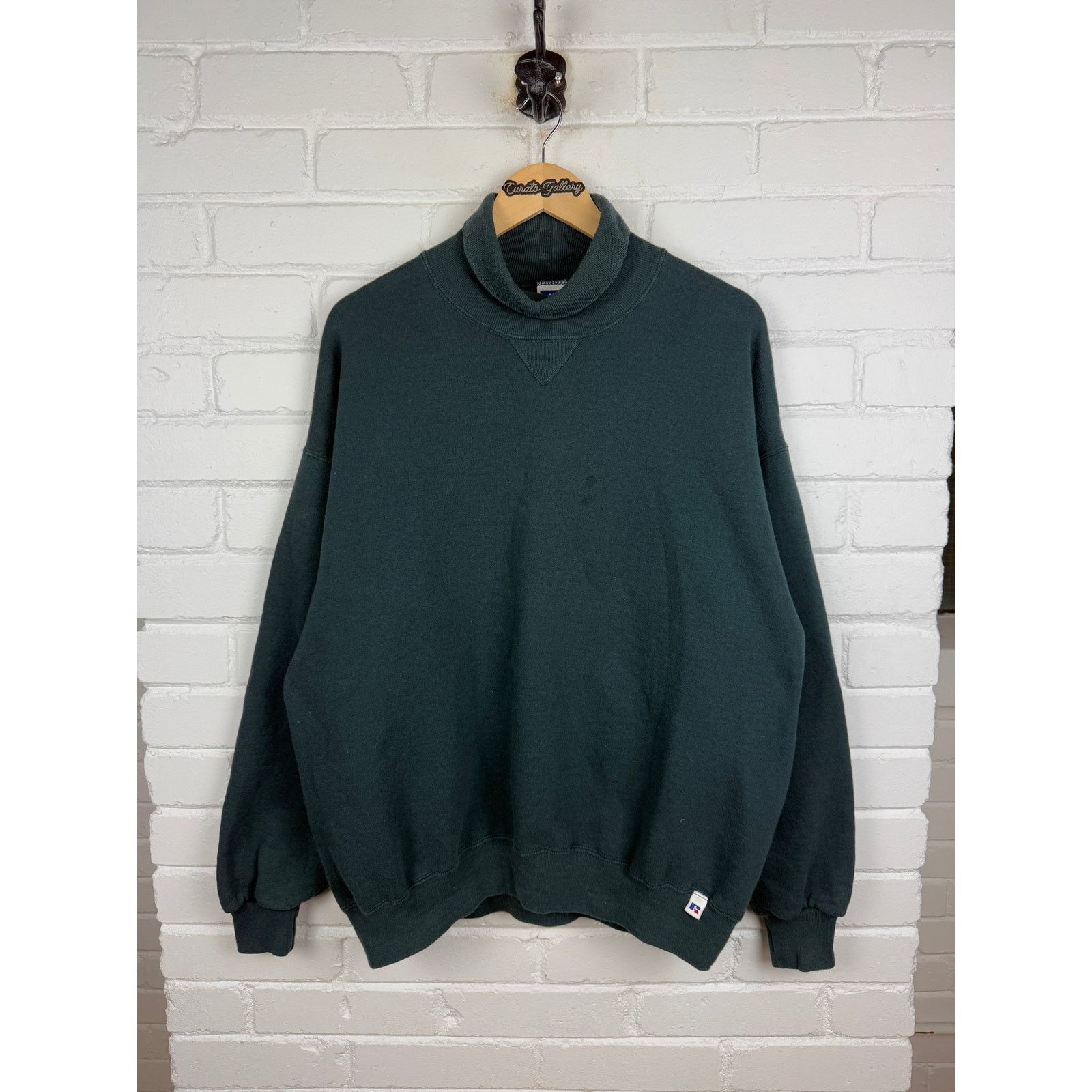 Vintage Vintage 90s Russell Athletic Boxy Turtleneck XL Blue Green Size US XL / EU 56 / 4 - 1 Thumbnail