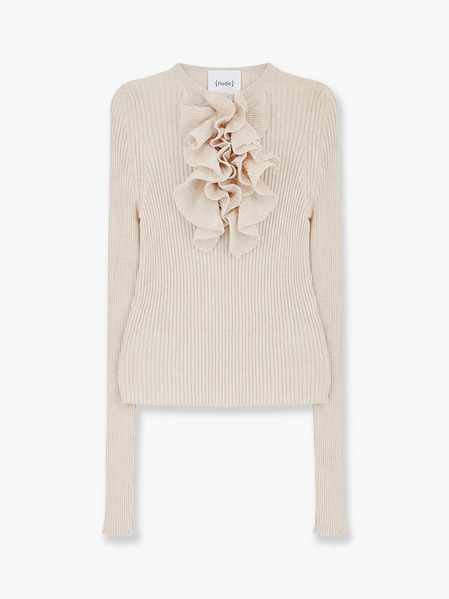 Nude Ribbed Cotton Blend Sweater Size L / US 10 / IT 46 - 1 Thumbnail