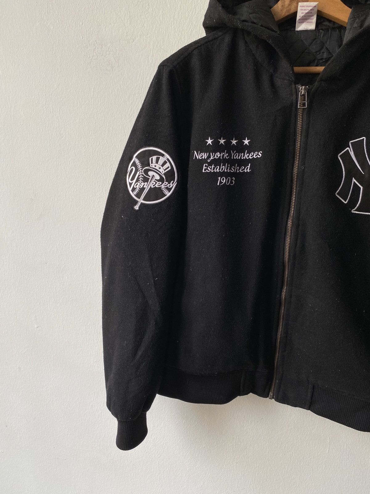 Japanese Brand 2000s - New York Yankees Wool Zipper Hoodie Jacket Size US L / EU 52-54 / 3 - 6 Thumbnail