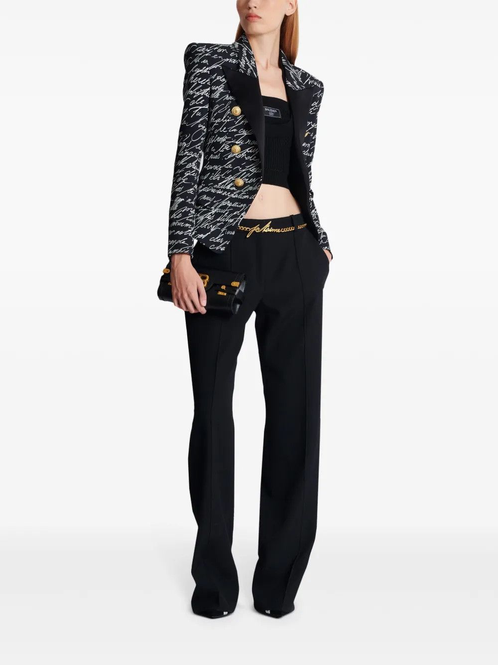 Balmain o1s1wg111225 Love Letter Tailored Jacket in Black Size M / US 6-8 / IT 42-44 - 4 Thumbnail