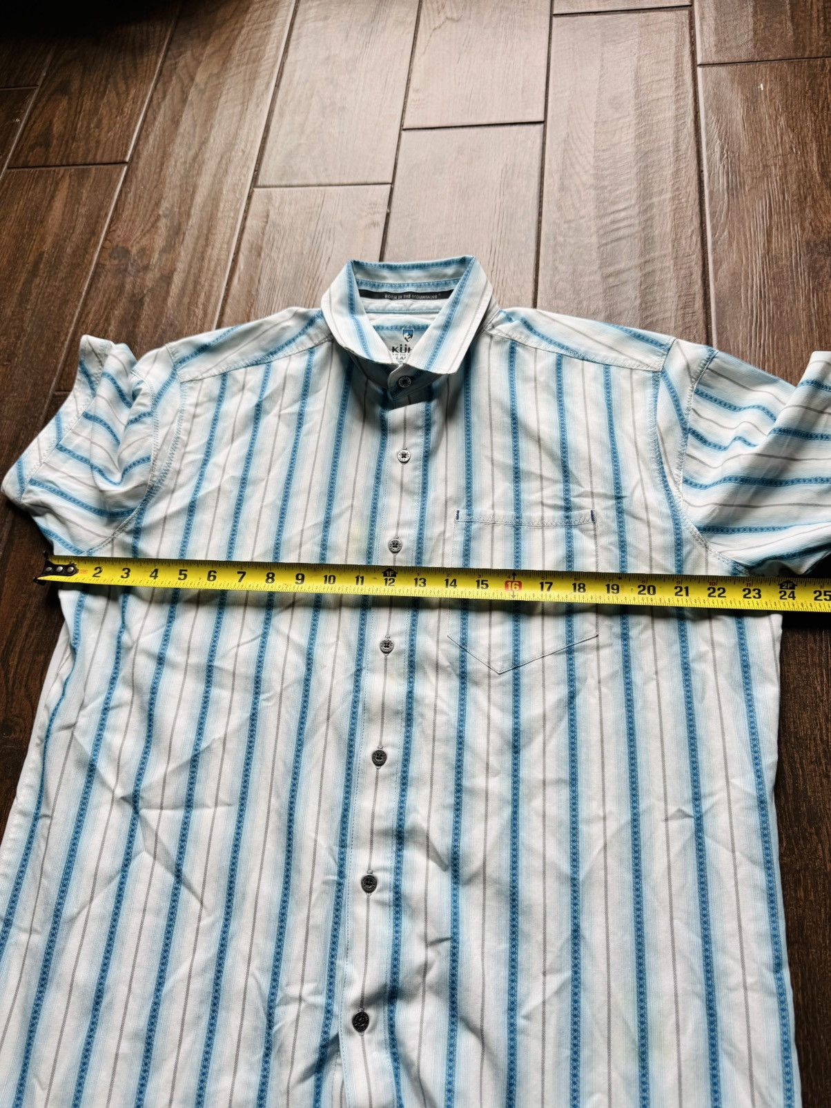 Kuhl KUHL Shirt Suncel Men L Button Up Short Sleeve Blue Striped Size US L / EU 52-54 / 3 - 6 Thumbnail