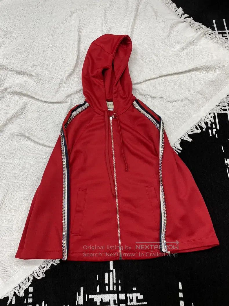 Gucci Gucci Red rhinestone hooded zipper jacket Size XS / US 0-2 / IT 36-38 - 1 Thumbnail