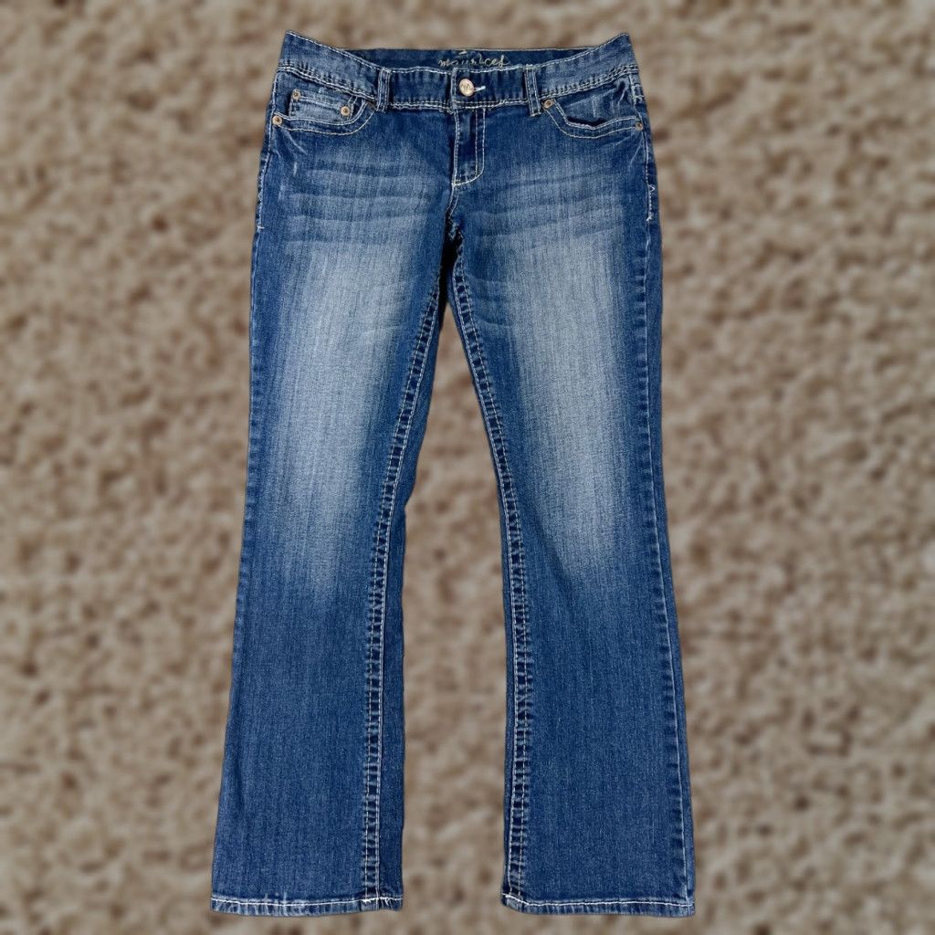 Vintage Maurines Women's Blue Denim Bootcut Jeans Size 11 Stretch Cotton Blend Low Rise Casual Size 32" / US 10 / IT 46 - 1 Thumbnail