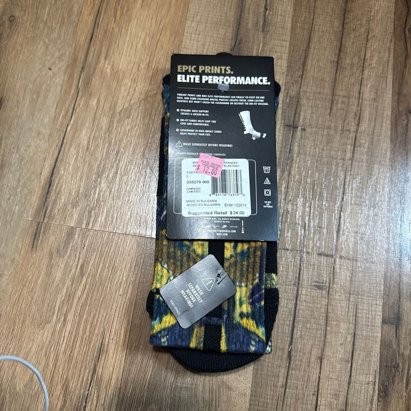 Nike 2014 Nike Kobe Elite Digital Ink Basketball Crew Socks Size ONE SIZE - 5 Thumbnail