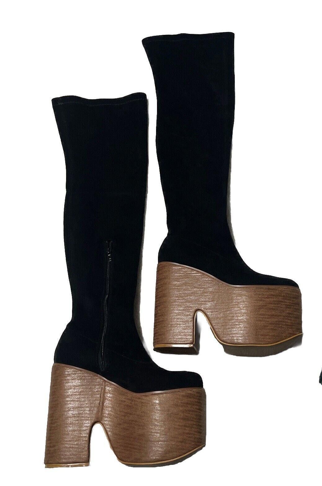 Other Sz 6 Galendo Platform Sock Boots Dolls Kill Thigh High Black Size US 6 / IT 36 - 3 Thumbnail