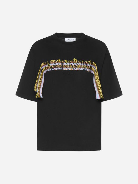 Lanvin o1w1db10124 Oversized Crazy Curb Lace T-Shirt in Black