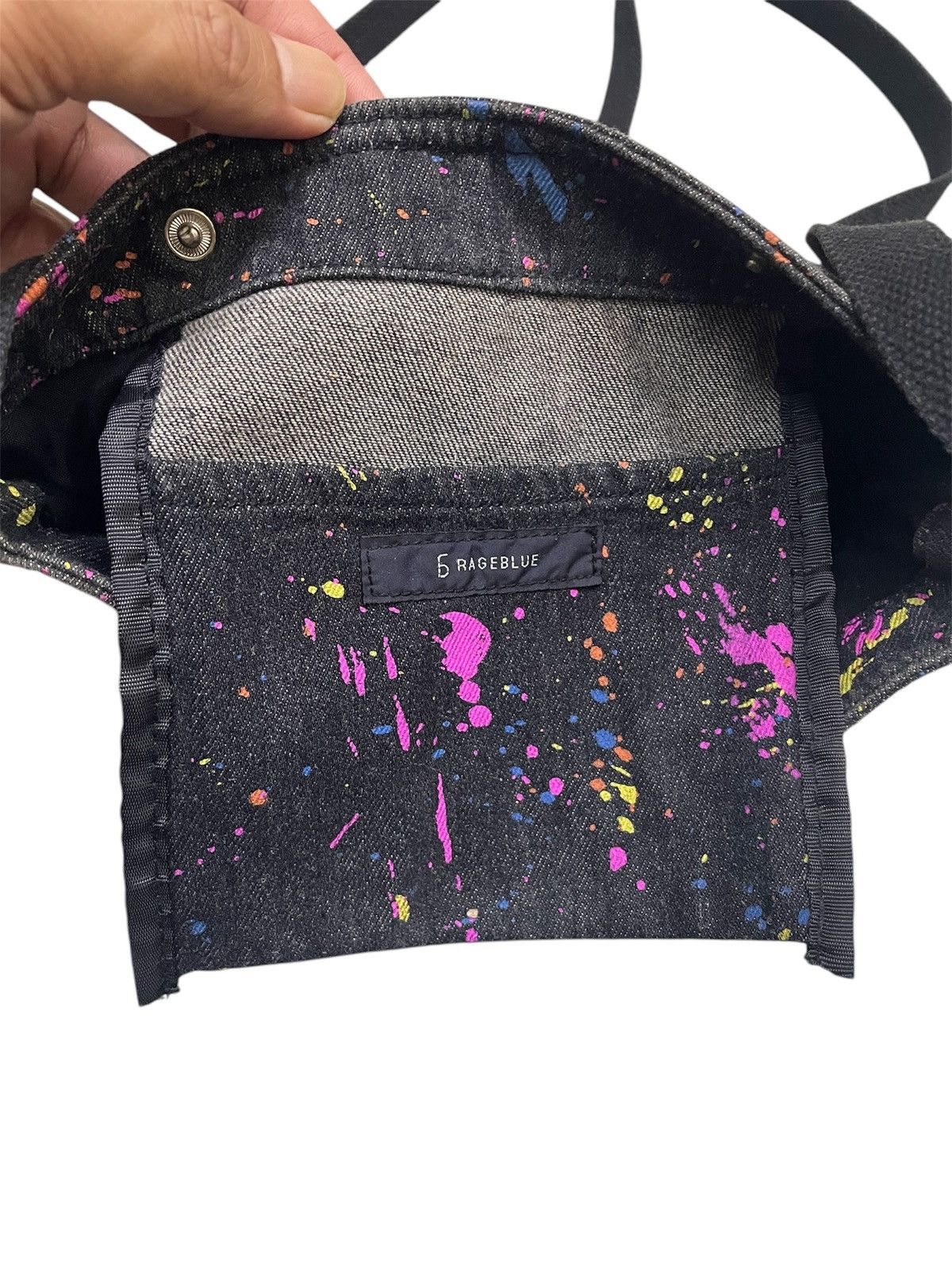 RAGEBLUE RAGEBLUE Harajuku Paint-Splatter Denim Shoulder Bag Size ONE SIZE - 4 Thumbnail