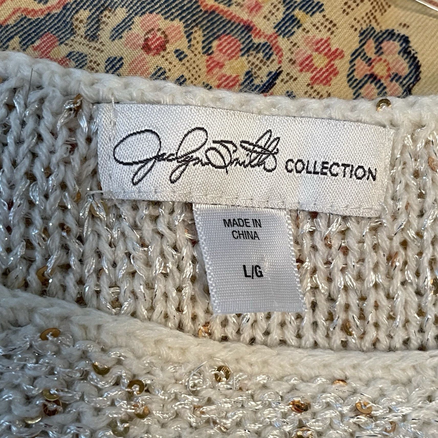 Vintage VINTAGE Jaclyn Smith Collection Sweater Womens Lg White Sequins Sheer Pleated Bottom Knit? Size L / US 10 / IT 46 - 4 Thumbnail