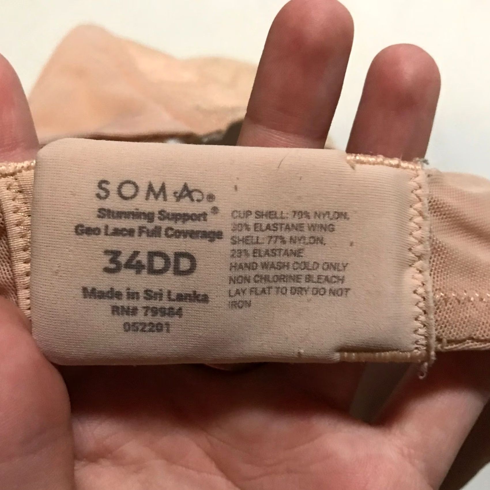 Vintage Soma Stunning Support Geo Lace Full Coverage Bra 34DD Peach Size ONE SIZE - 5 Thumbnail