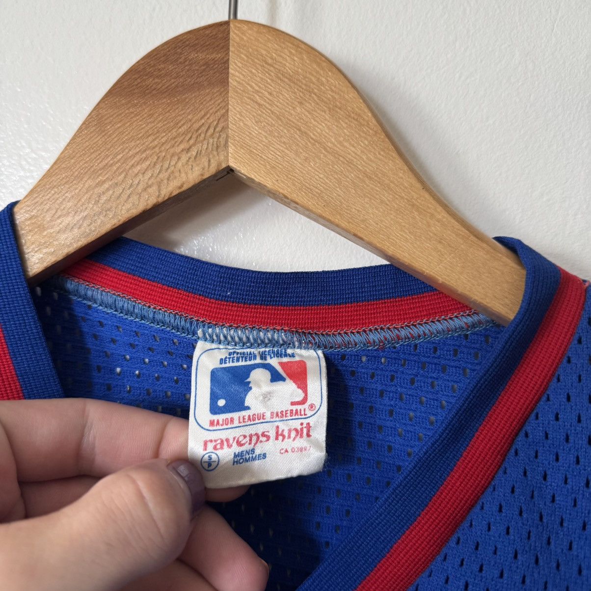 MLB × Vintage vintage 80s MLB New York Rangers Ravens Knit blue/red jersey Size US S / EU 44-46 / 1 - 3 Thumbnail