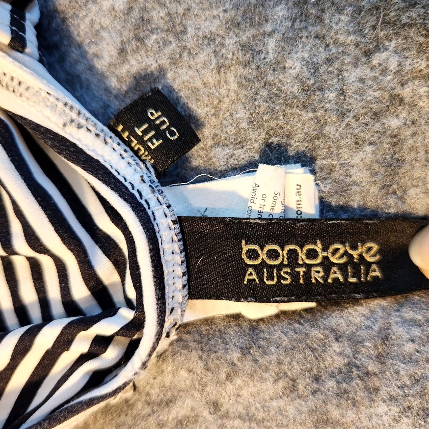 Vintage Bond-eye Australia One Piece Womens 8 Black White Stripe Padded Ruched Nylon Spandex High-Waisted Underwired Striped Size ONE SIZE - 2 Thumbnail