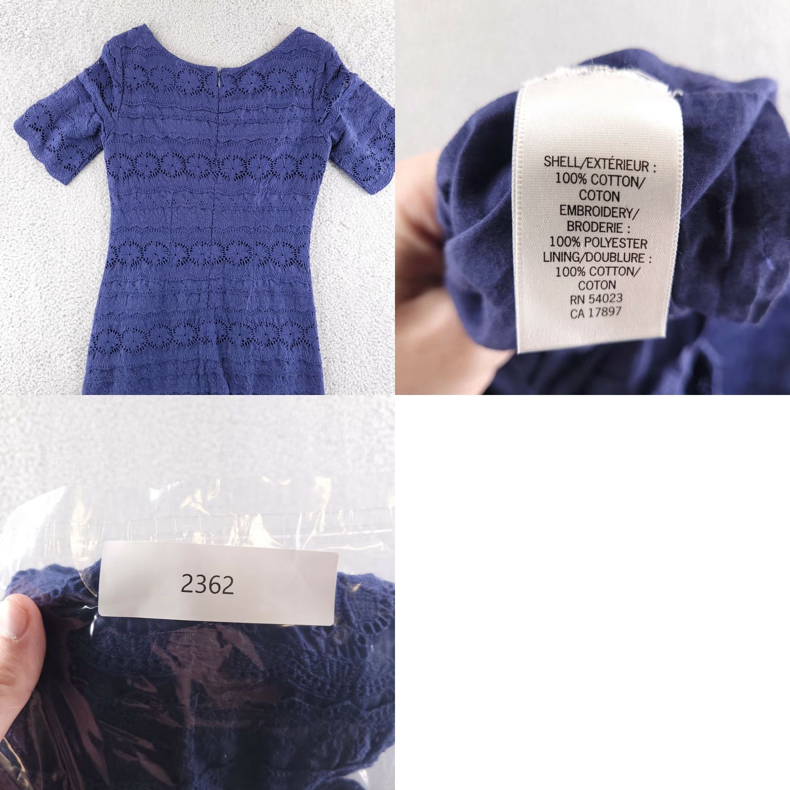 Banana Republic Banana Republic Blue Eyelet Lace Dress Knee Length Scoop Neck Women Size 0 Size XS / US 0-2 / IT 36-38 - 8 Thumbnail