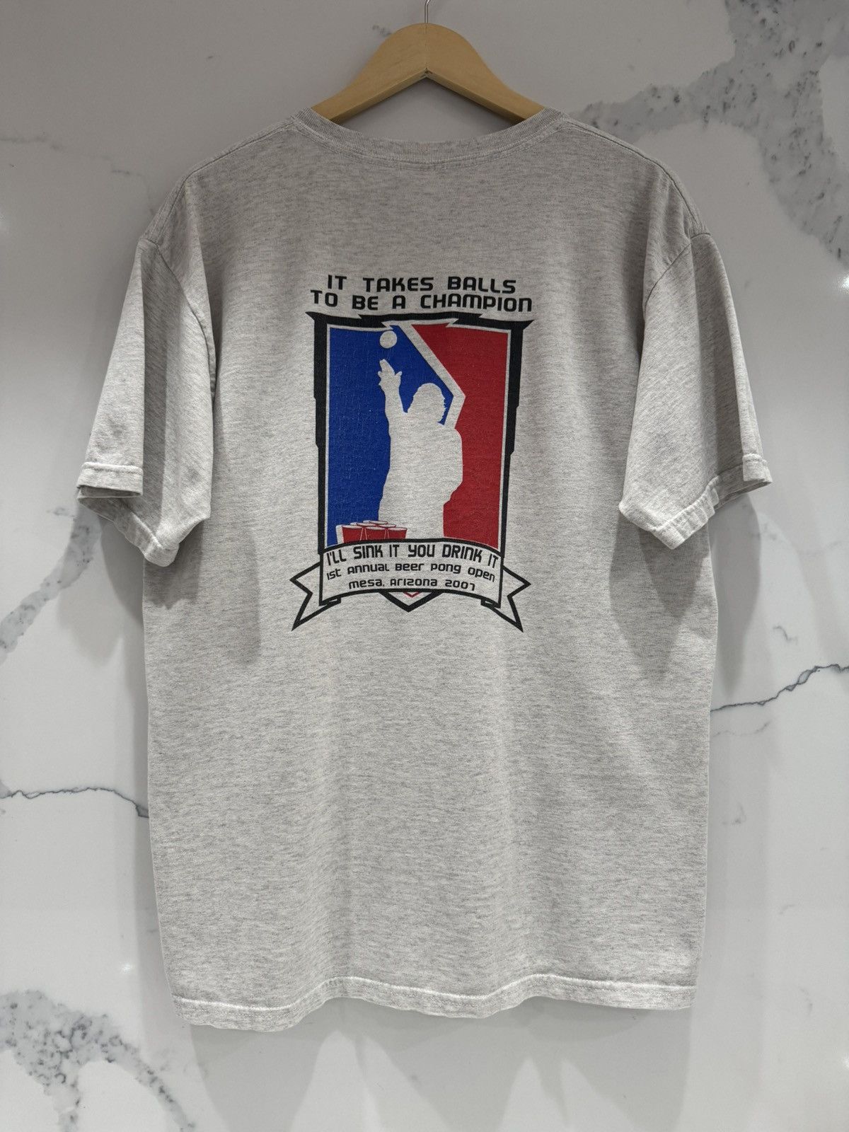 Gildan Vintage 2007 Beer Pong Association T Shirt Size US L / EU 52-54 / 3 - 7 Thumbnail