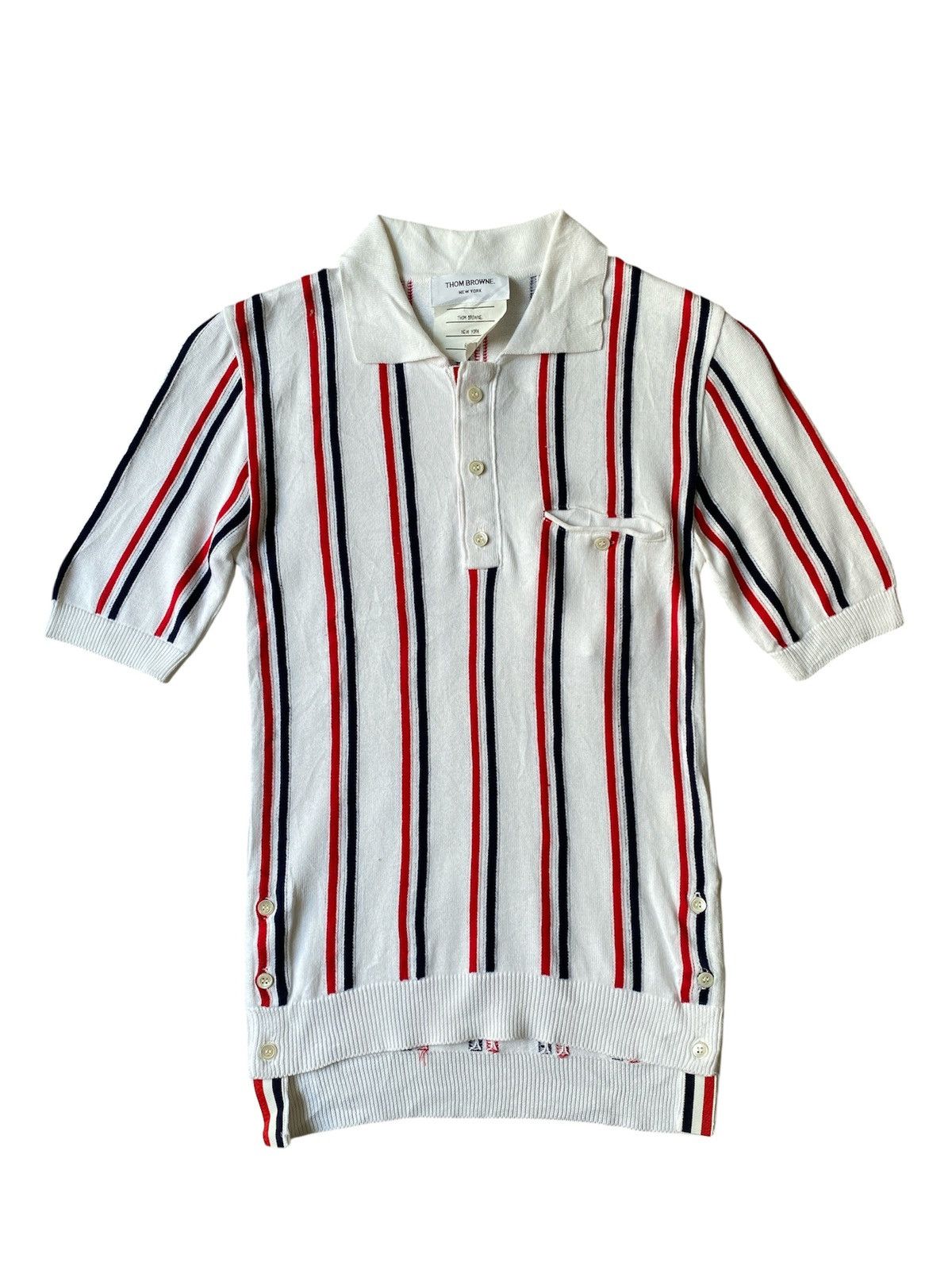 Thom Browne Thom Browne RWB-Stripe Knitted Cotton Polo Shirt Size US XS / EU 42 / 0 - 1 Thumbnail