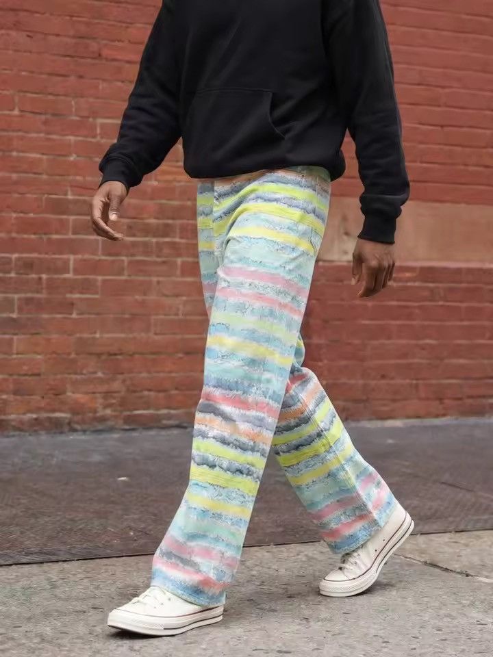 Japanese Brand 3D Striped Printed Pant Size US 29 - 2 Thumbnail