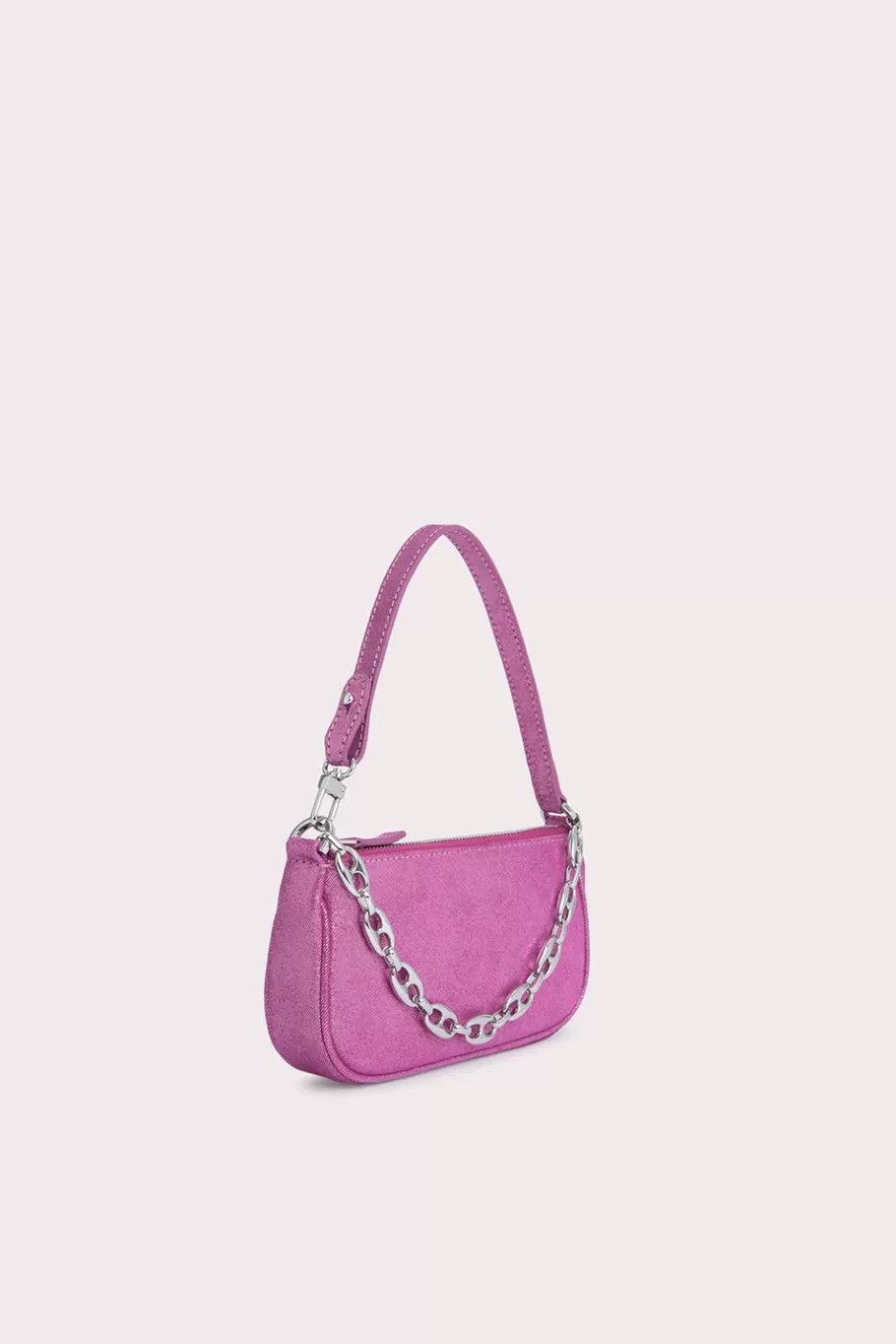 By Far o1mle1224 Size : OS/Jeans Lame Leather Mini Bag in Pink Size ONE SIZE - 4 Thumbnail