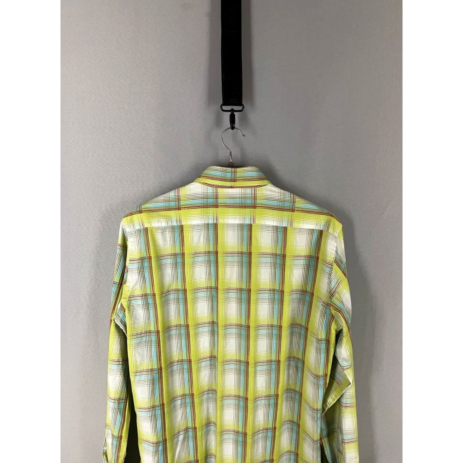 Etro Etro Milano Mens Button-Up Shirt 40 Yellow Plaid Cotton Long Sleeve Size US L / EU 52-54 / 3 - 8 Thumbnail