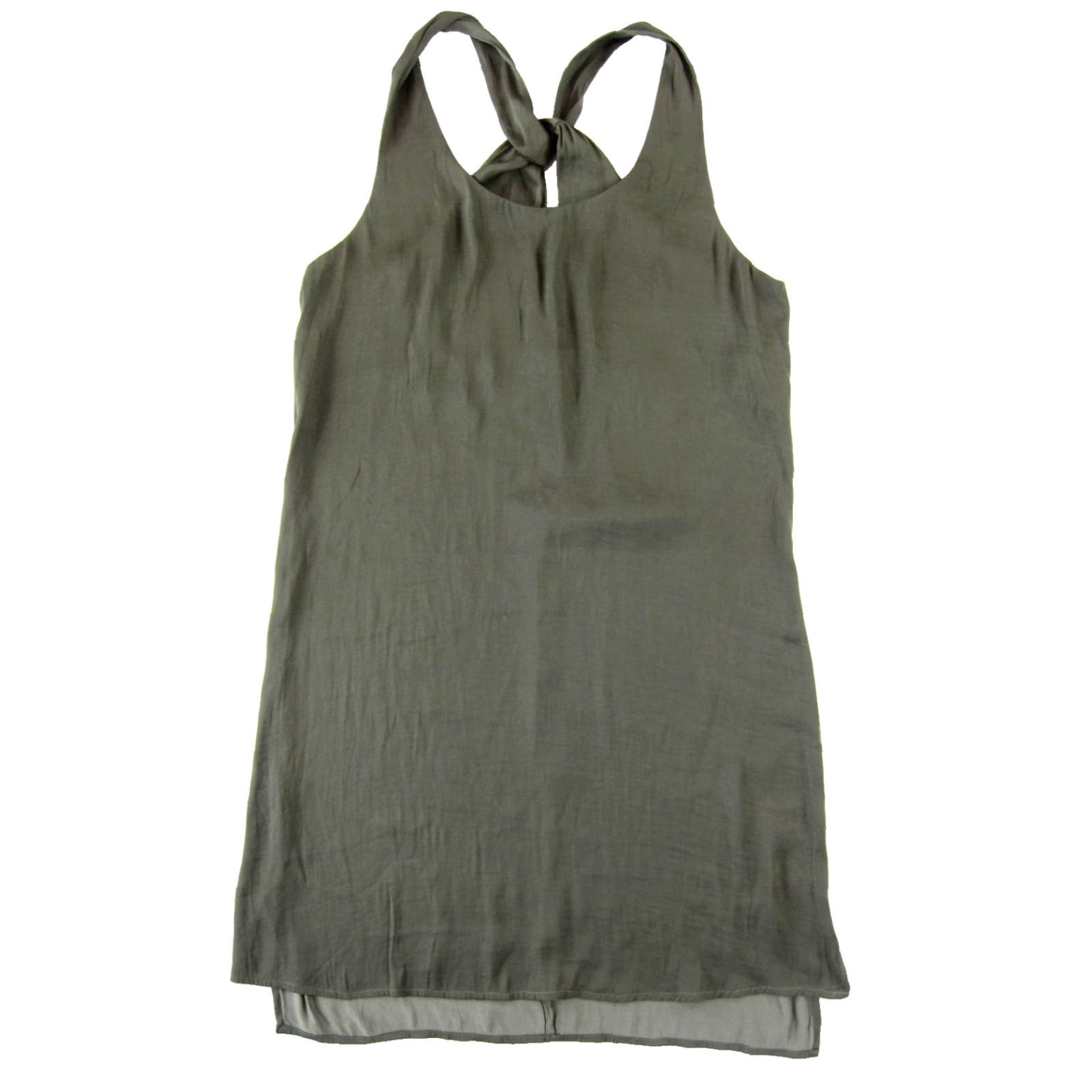 Vintage Trouve Army Green Silky Crisscross Back Slip Tank Shift Tunic Sun Dress Medium Size M / US 6-8 / IT 42-44 - 2 Thumbnail