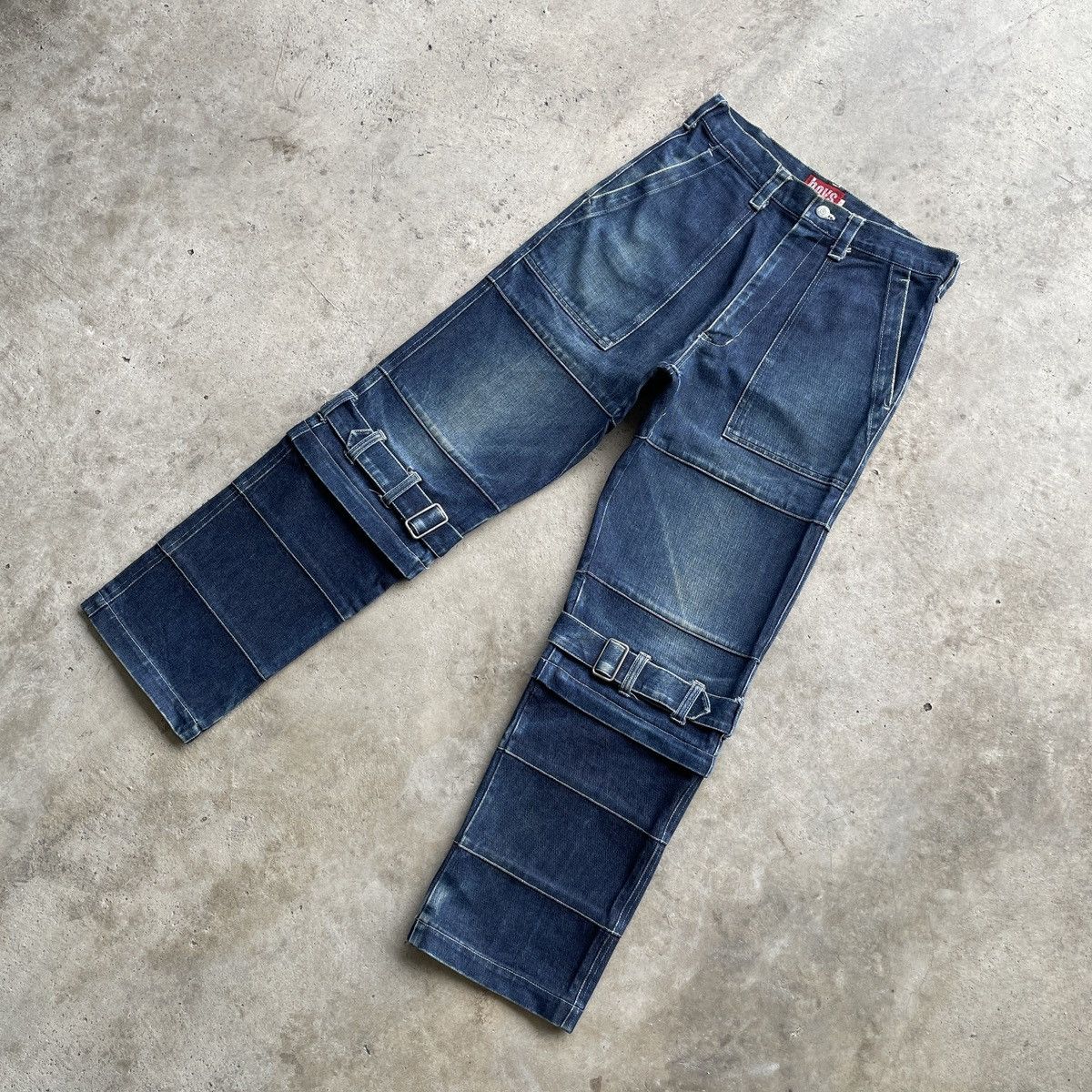 Japanese Brand RARE🔥 Vintage BONDAGE Japanese Faded PUNK Denim Jeans Pants Size US 28 / EU 44 - 2 Thumbnail