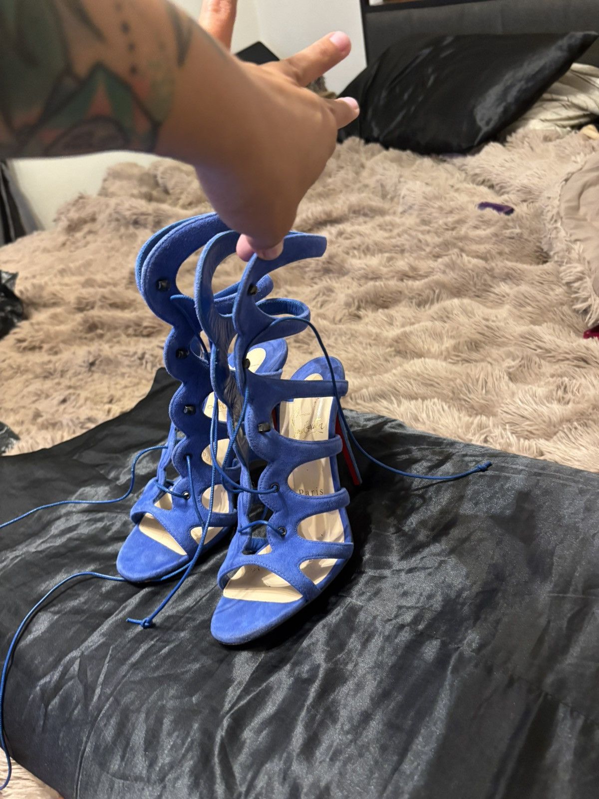 Christian Louboutin Christian Louboutin “Amazoulo” Lace-Up Heels – Size 37 Size US 7 / IT 37 - 9 Thumbnail