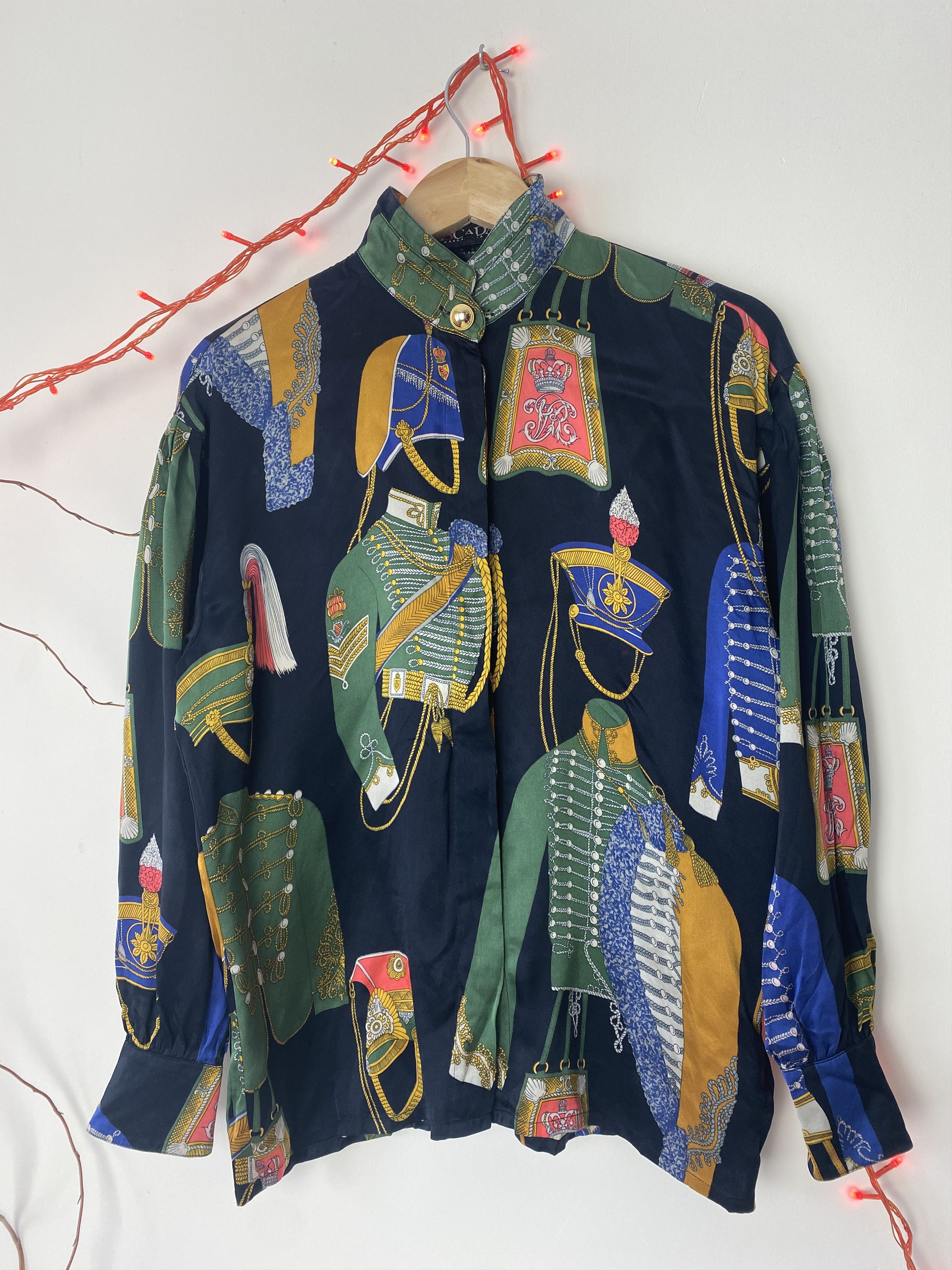 image of Vintage Escada 1980S Soldier Costume Silk Blouse Shirt, Women's (Size Small)