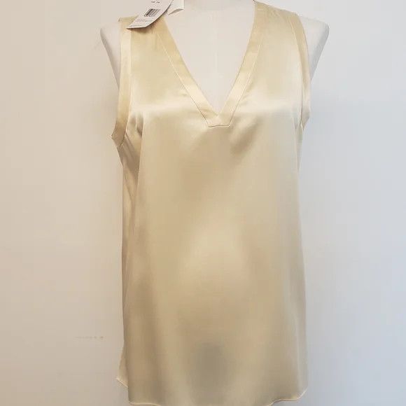 Lafayette 148 LAFAYETTE148 Perla Luxe Silk Charmeuse V-Neck Blouse - (MDS) Size S / US 4 / IT 40 - 1 Thumbnail