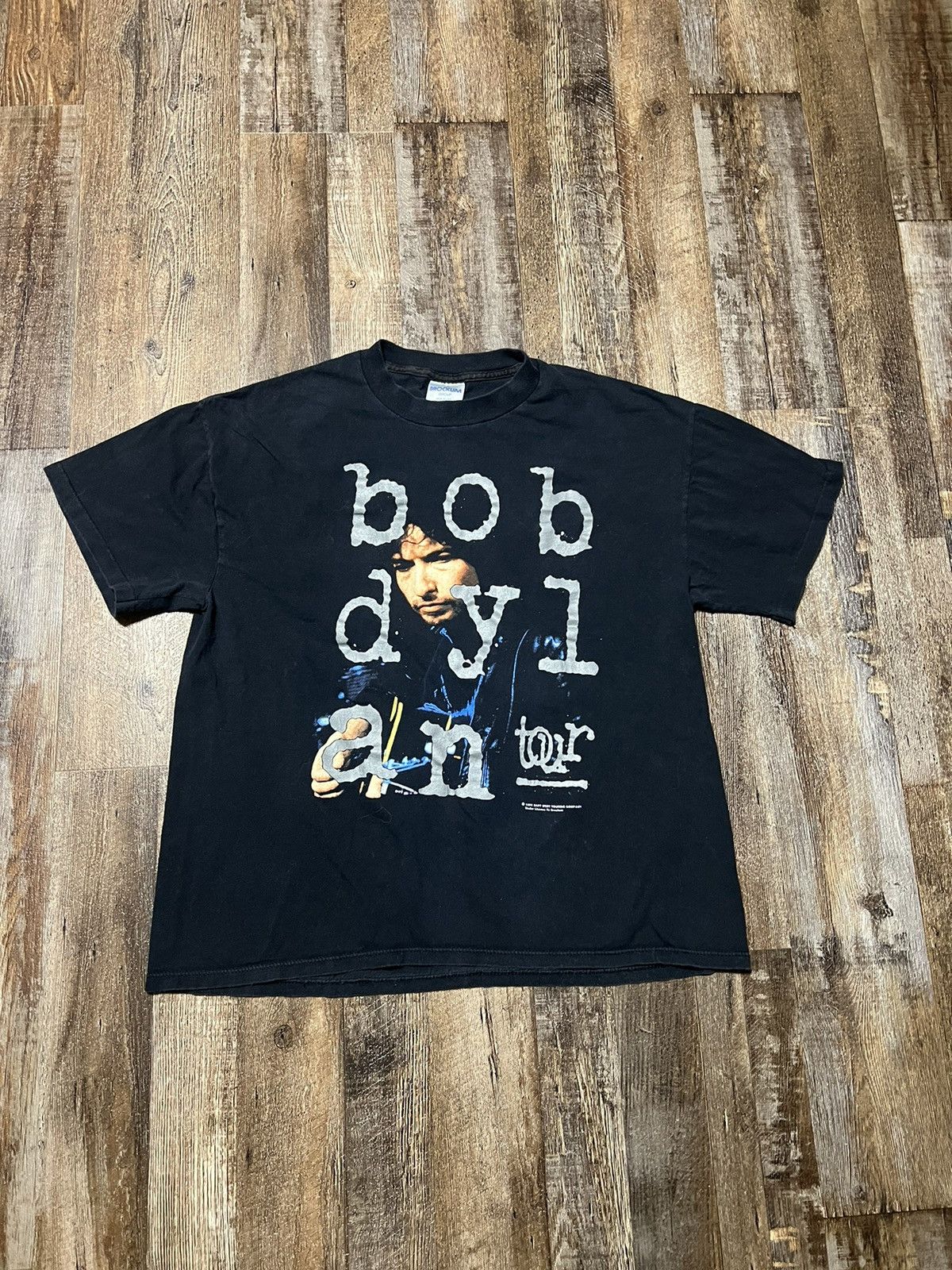 image of Vintage 90's Bob Dylan Tour Rock Tee Band T-Shirt in Black, Men's (Size XL)