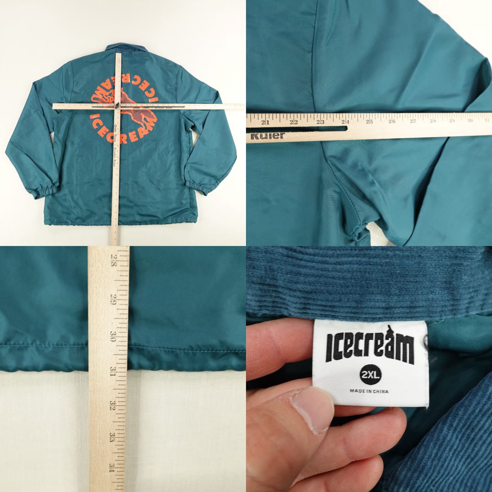 Vintage VINTAGE Ice Cream Windbreaker Jacket Mens 2XL Green Teal Nylon Casual Outdoor Hip Hop Size US XXL / EU 58 / 5 - 8 Thumbnail