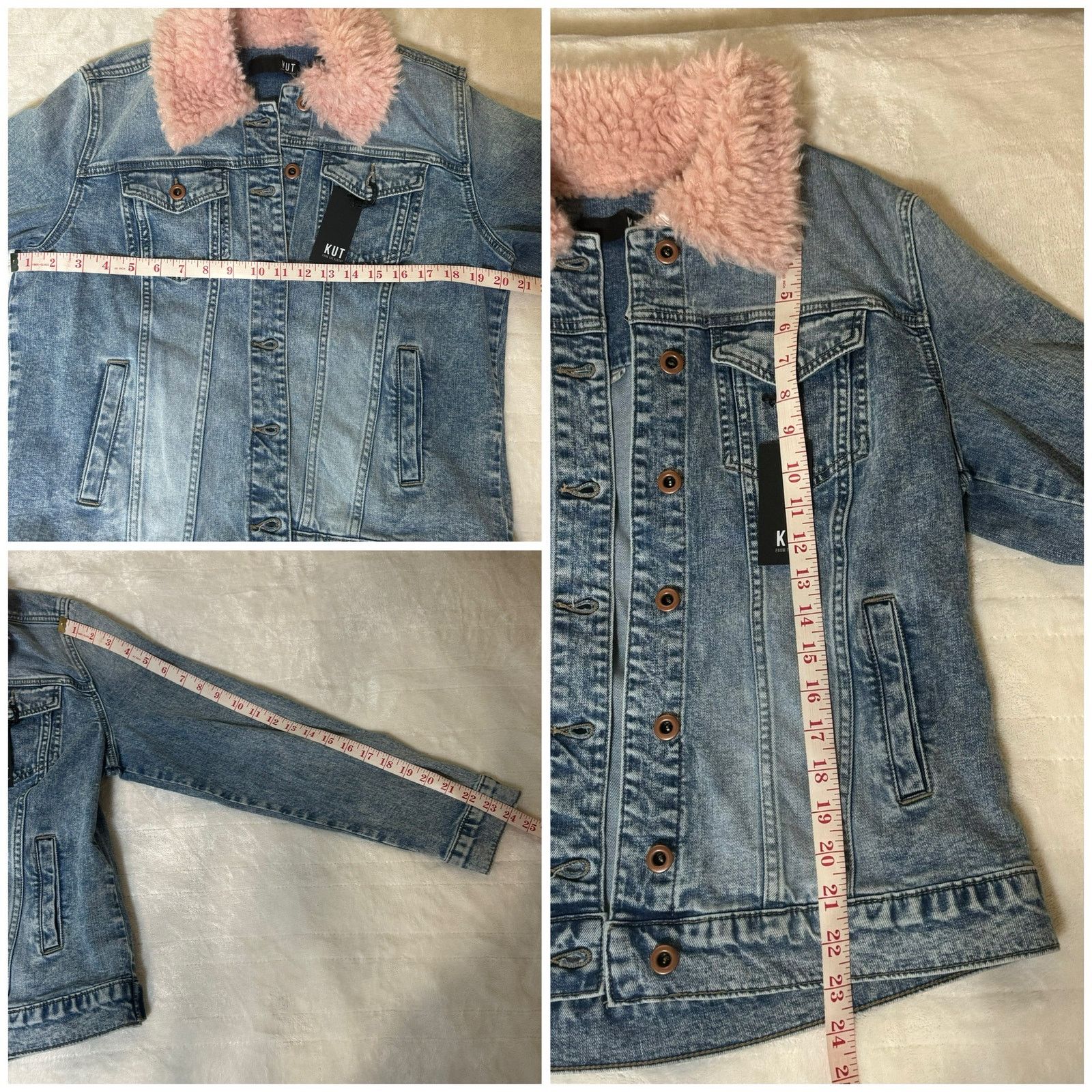 Unknown London Kut From The Kloth Denim Emma Boyfriend Jacket Faux Fur Trim Size M / US 6-8 / IT 42-44 - 8 Thumbnail