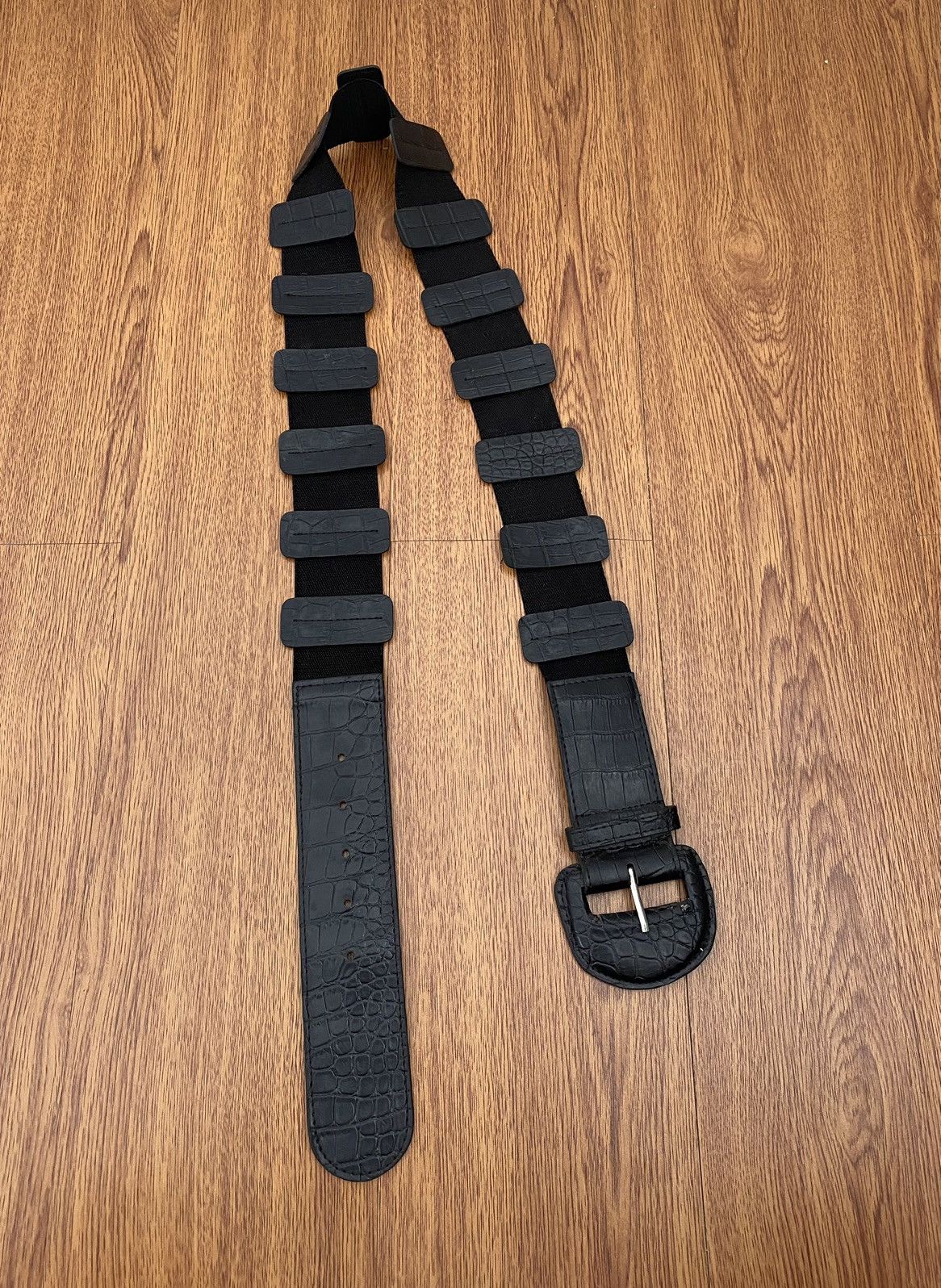 If Six Was Nine × Japanese Brand × Le Grande Bleu (L.G.B.) Black snakeskin stretch belt Size ONE SIZE - 1 Thumbnail
