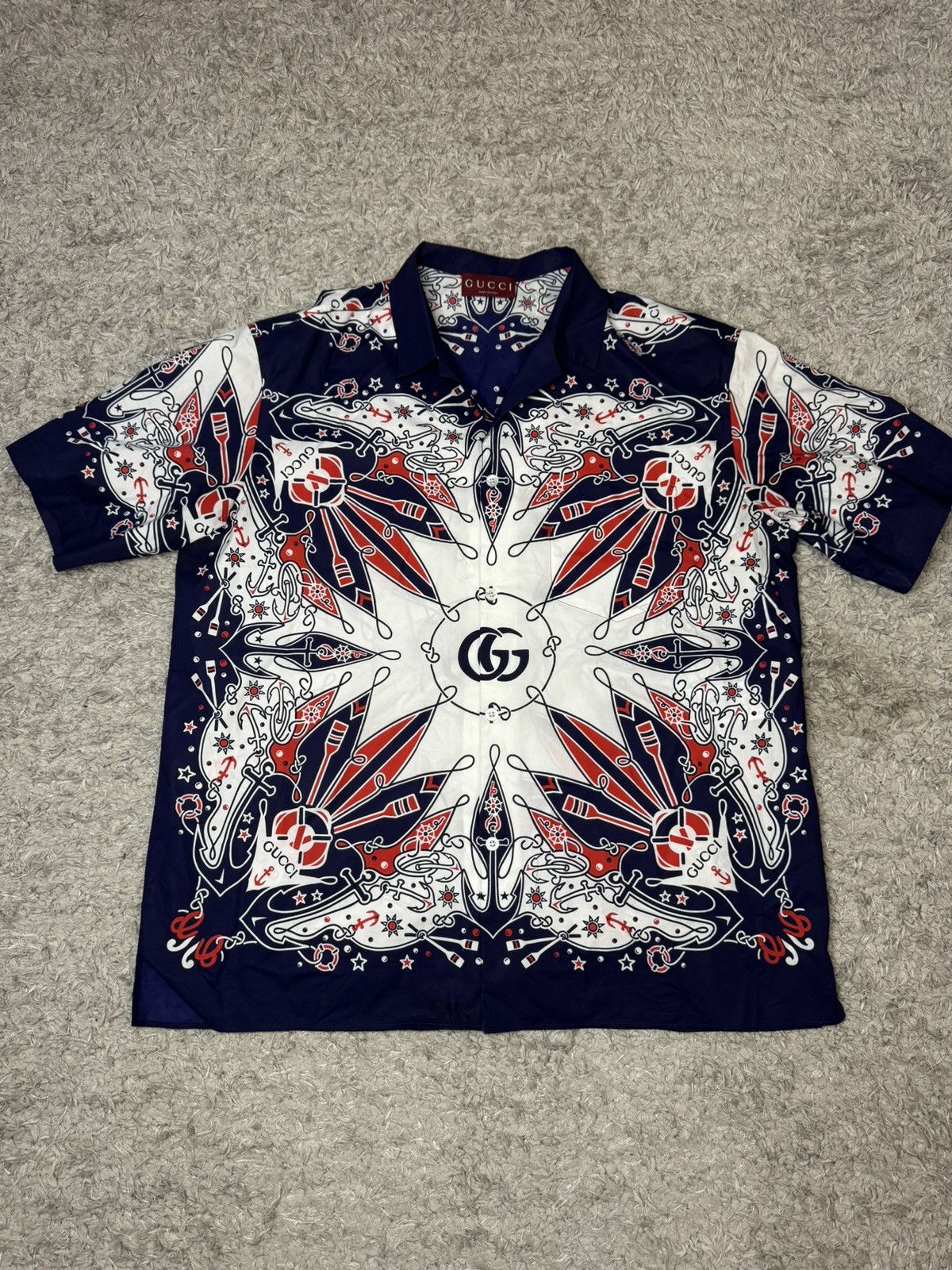 Gucci DOUBLE G BANDANA PRINT COTTON SHIRT Size US L / EU 52-54 / 3 - 1 Thumbnail