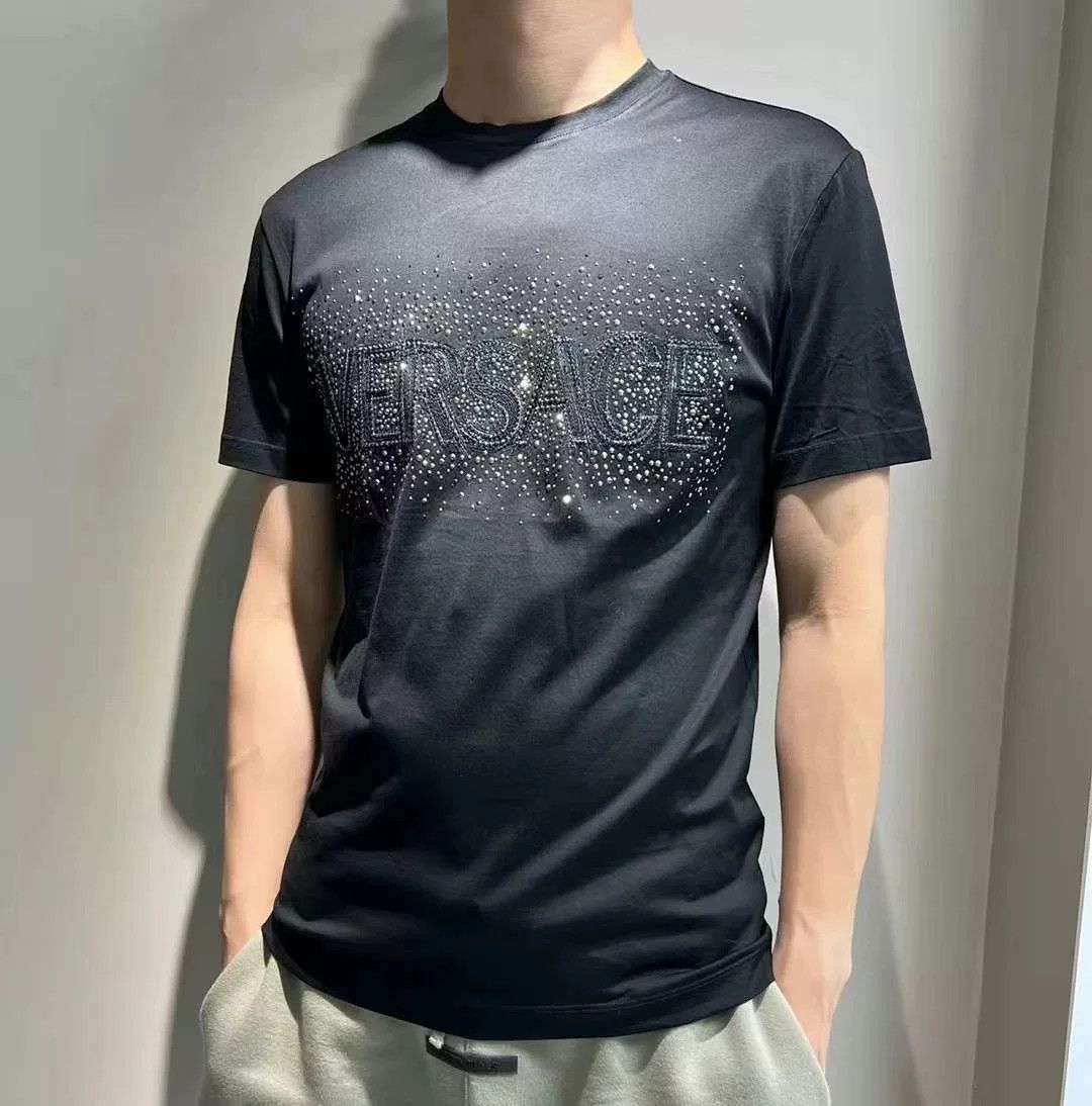 Versace Versace Black Crystal Logo Short Sleeve T-Shirt Size US S / EU 44-46 / 1 - 1 Thumbnail