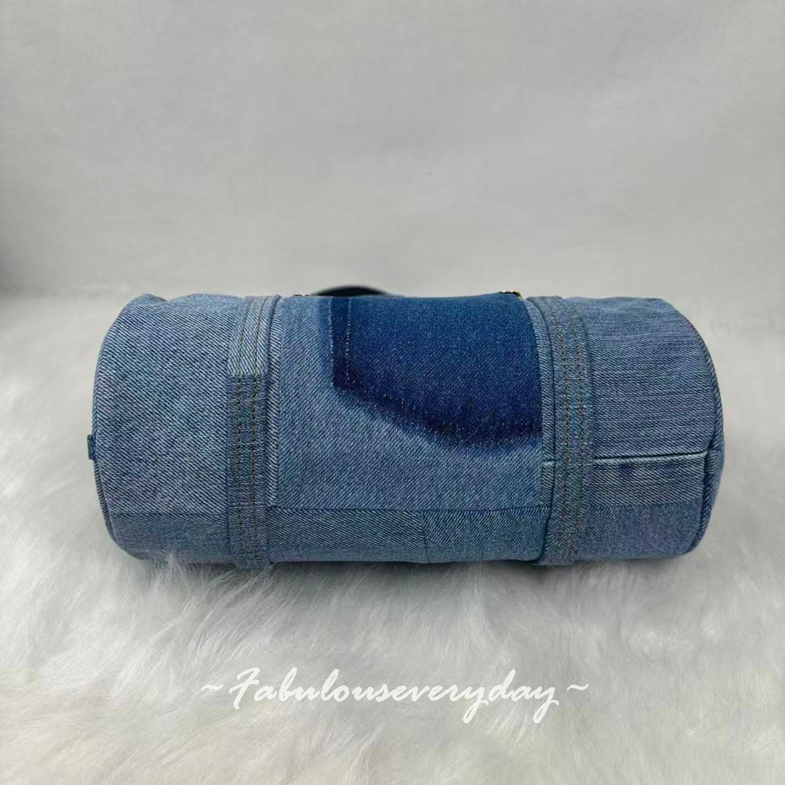 Coach Coach Kisslock Barrel 28 in Repurposed Denim Brass/Indigo Size ONE SIZE - 10 Thumbnail