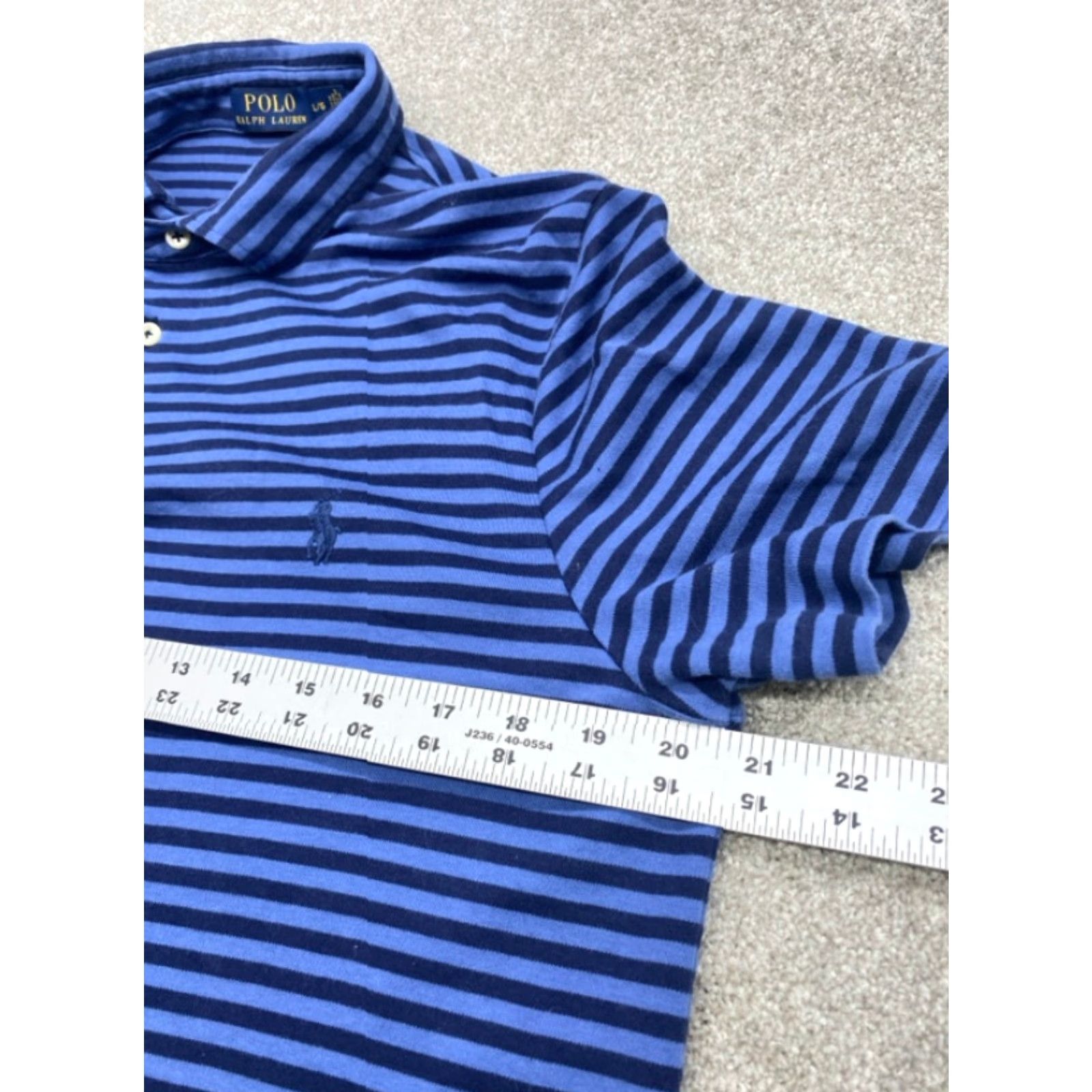 Polo Ralph Lauren Polo Ralph Lauren Polo Shirt Men's L Short Sleeve Blue Stripe Cotton Knit 4432 Size US L / EU 52-54 / 3 - 5 Thumbnail