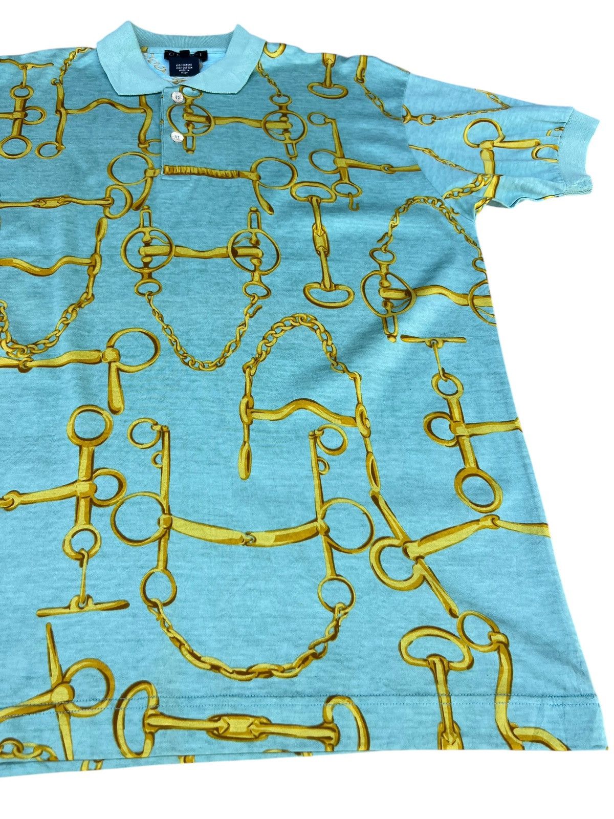 Gucci 00s GUCCI Tom Ford Made in Italy Gold Chain Link Polo Shirt Size US M / EU 48-50 / 2 - 9 Thumbnail