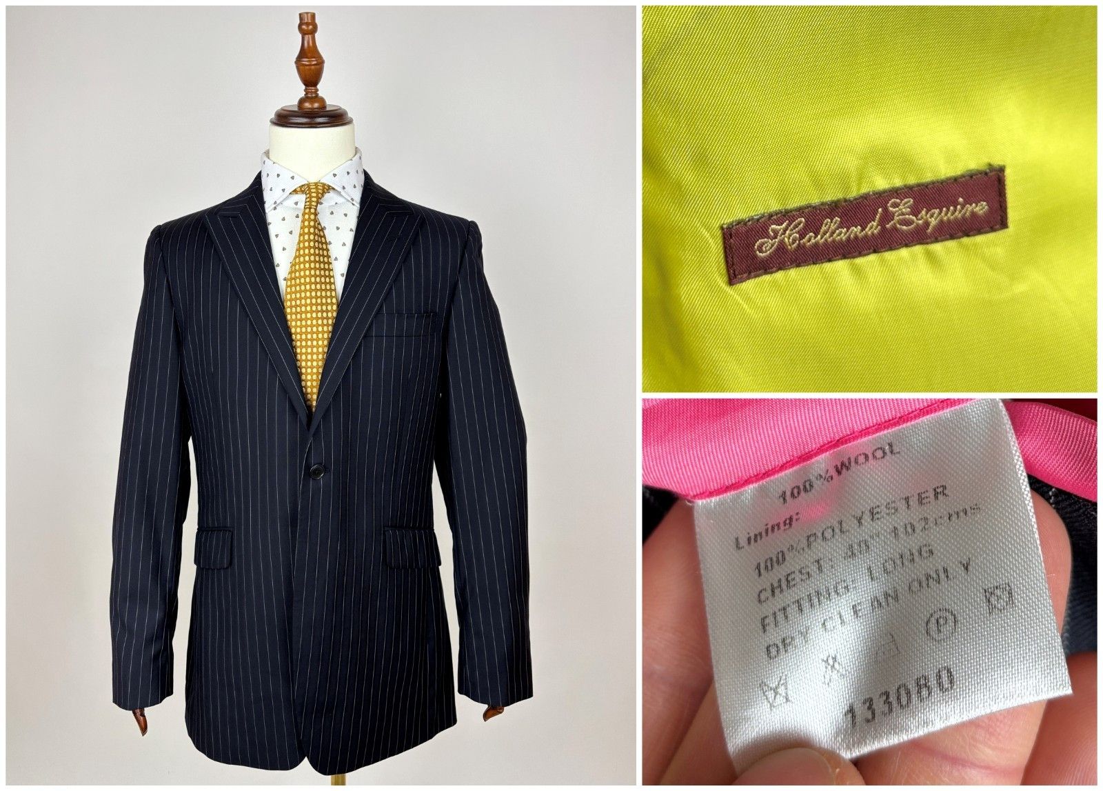 Other UK Holland Esquire Striped Wool Blazer Long UK 40" 112 cm EU 50 Size 40L - 1 Thumbnail