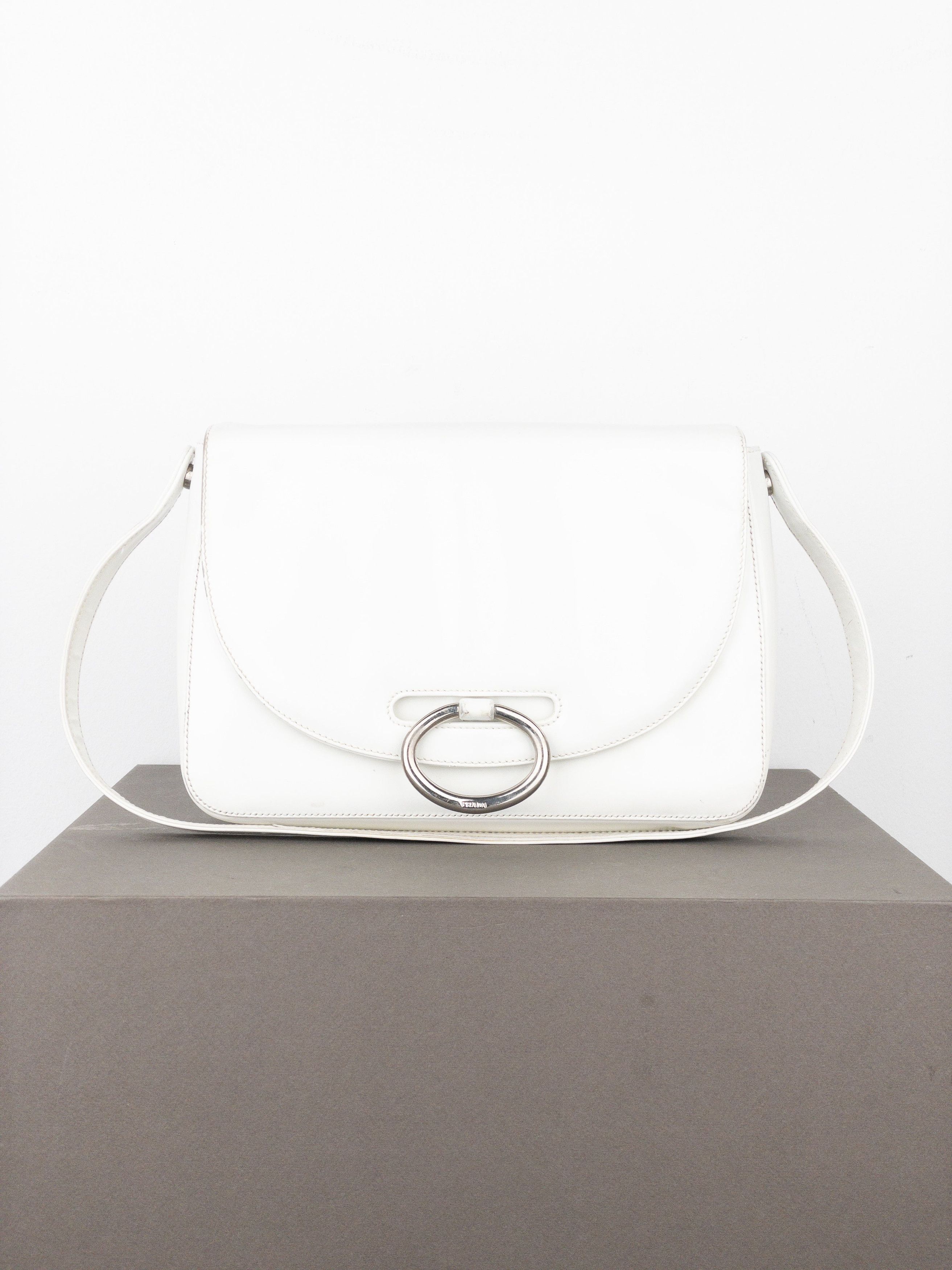 Prada 2000s Metal Ring Leather Shoulder Bag Size ONE SIZE - 1 Thumbnail