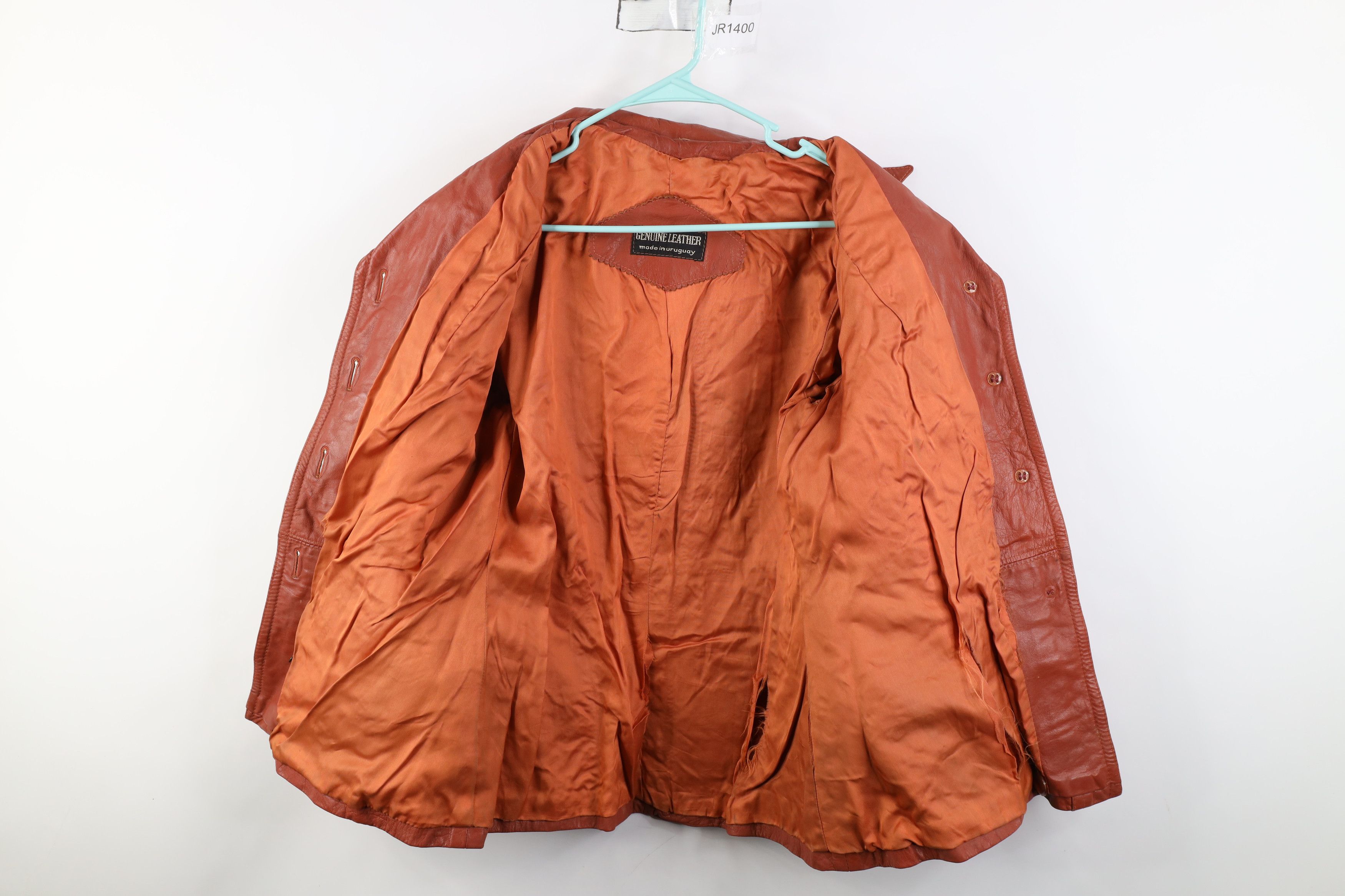 Vintage Vintage 70s Streetwear Western Collared Leather Jacket Coat Size XXL / US 16-18 / IT 52-54 - 9 Thumbnail