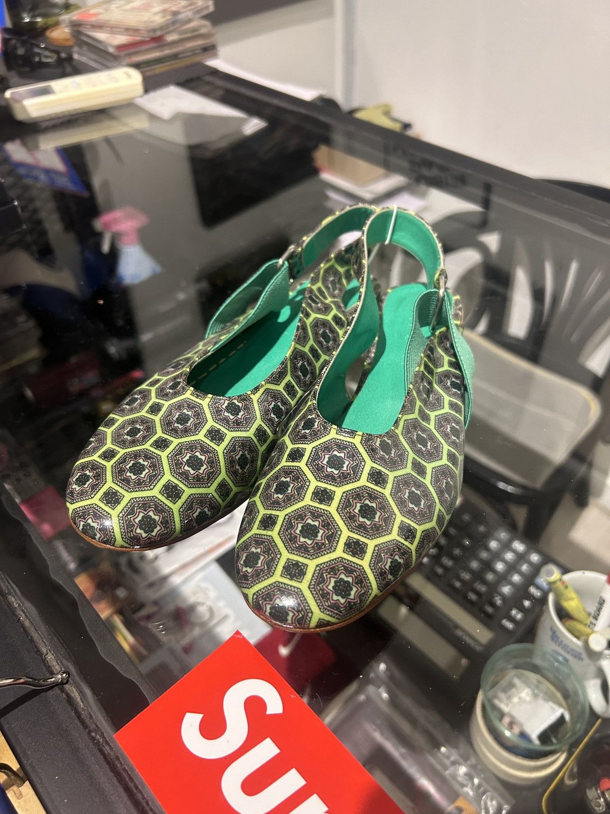Zucca ZUCCA SANDAL GREEN PATTERN VERO CUOIO ITALIAN MADE Size US 6 / IT 36 - 1 Thumbnail